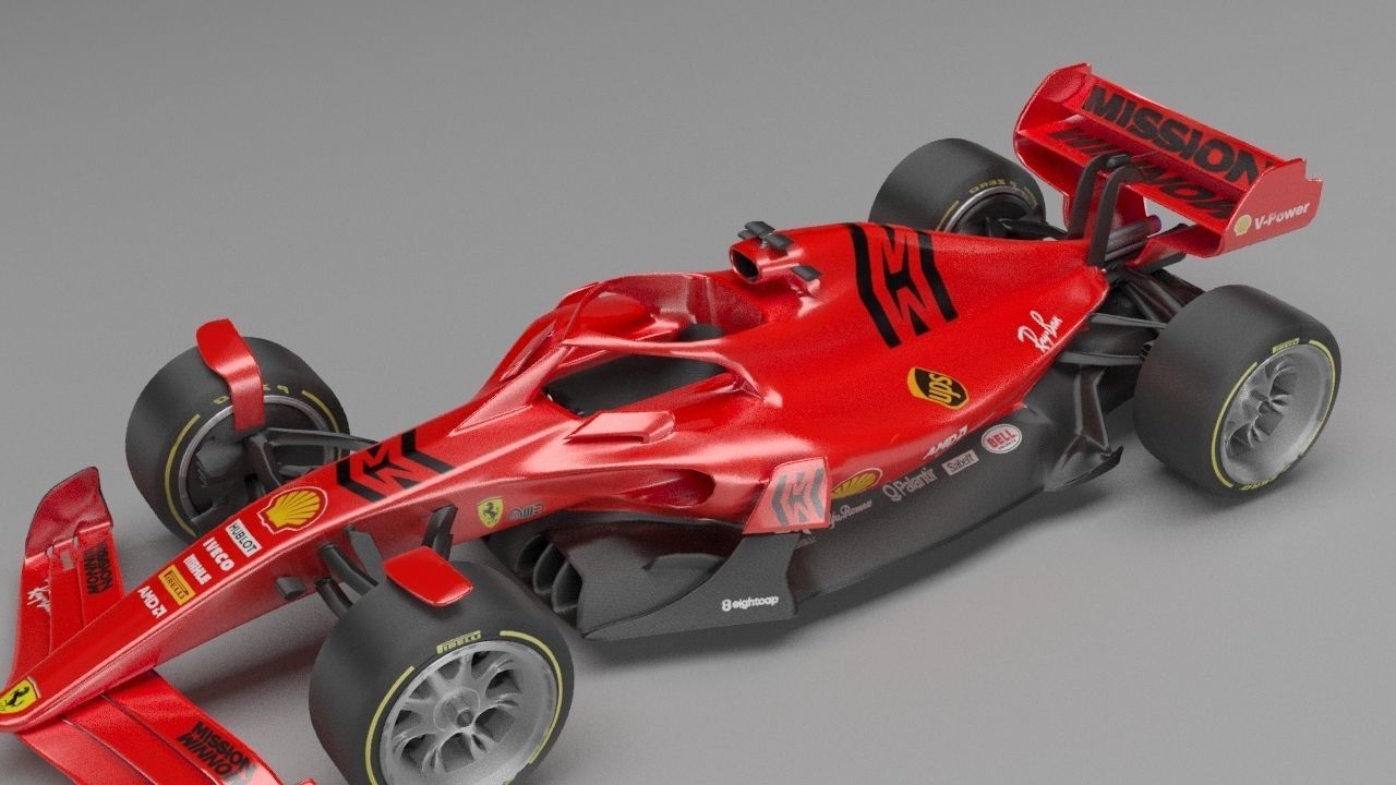 f1 scuderia ferrari 2021 - 2023 concept Low-poly 3D model_5