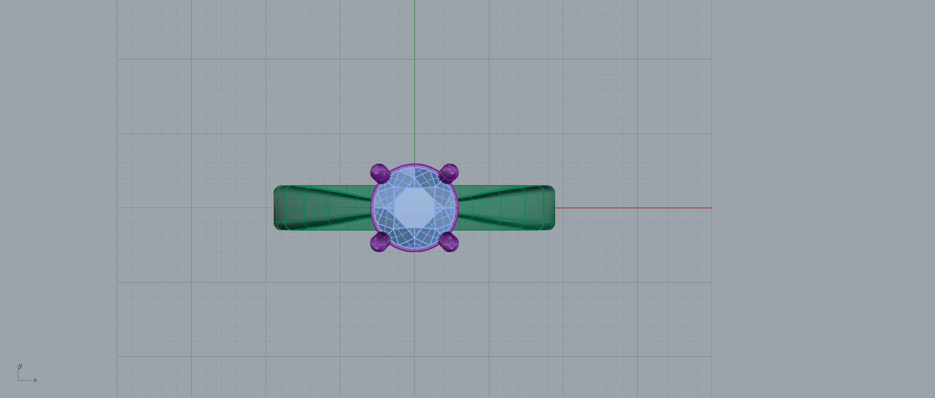 Ring with gem 3D print model_3