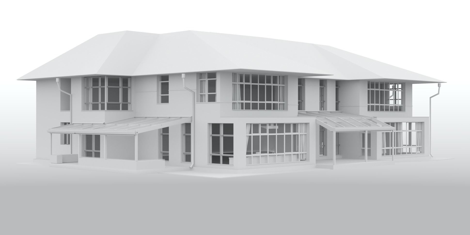 House exterior without textures Free 3D model_1