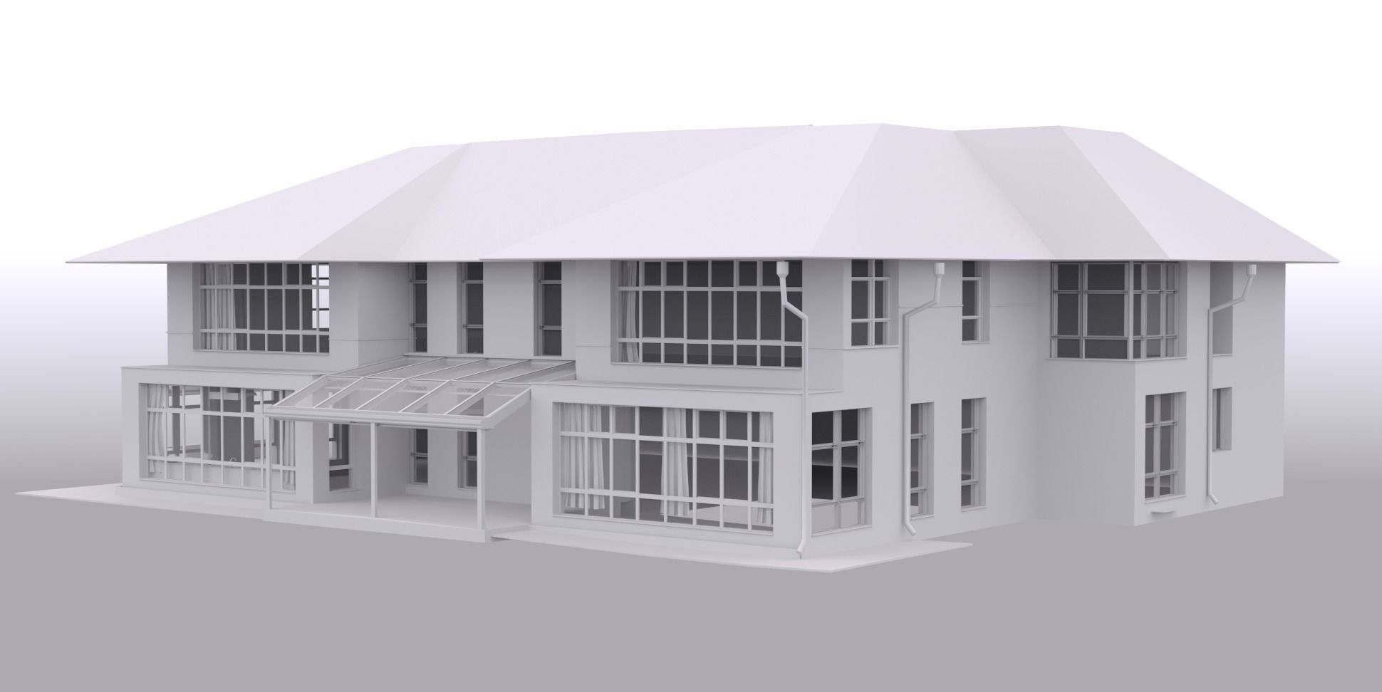 House exterior without textures Free 3D model_2