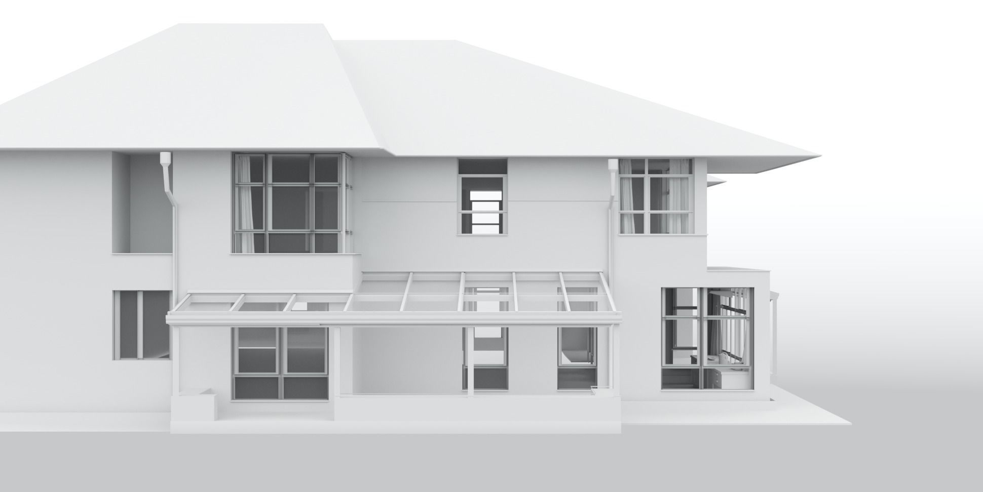 House exterior without textures Free 3D model_3