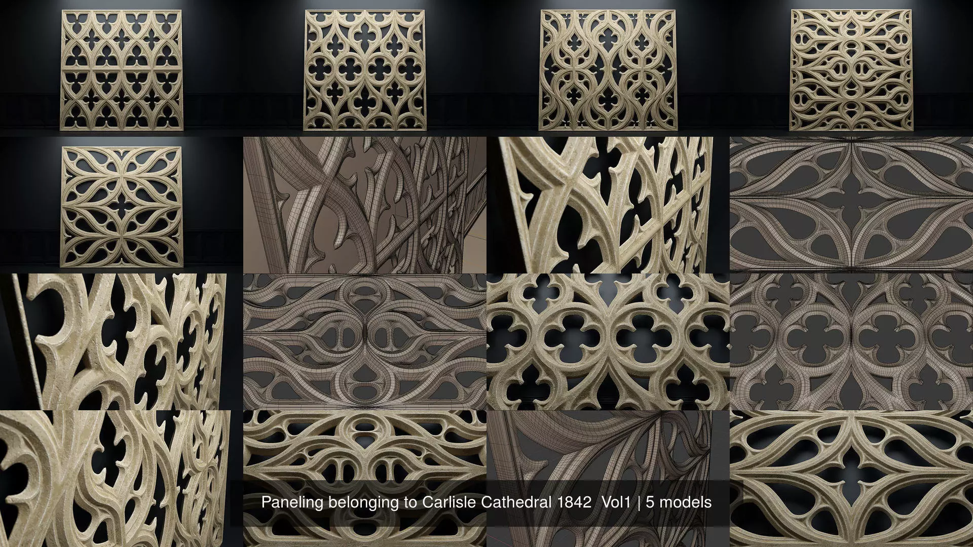 Paneling belonging to Carlisle Cathedral 1842 Vol1 3D Model Collection_1