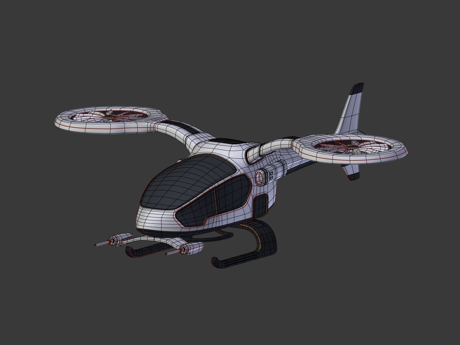 Futuristic Fantasy Helicopter Low-poly 3D model_7