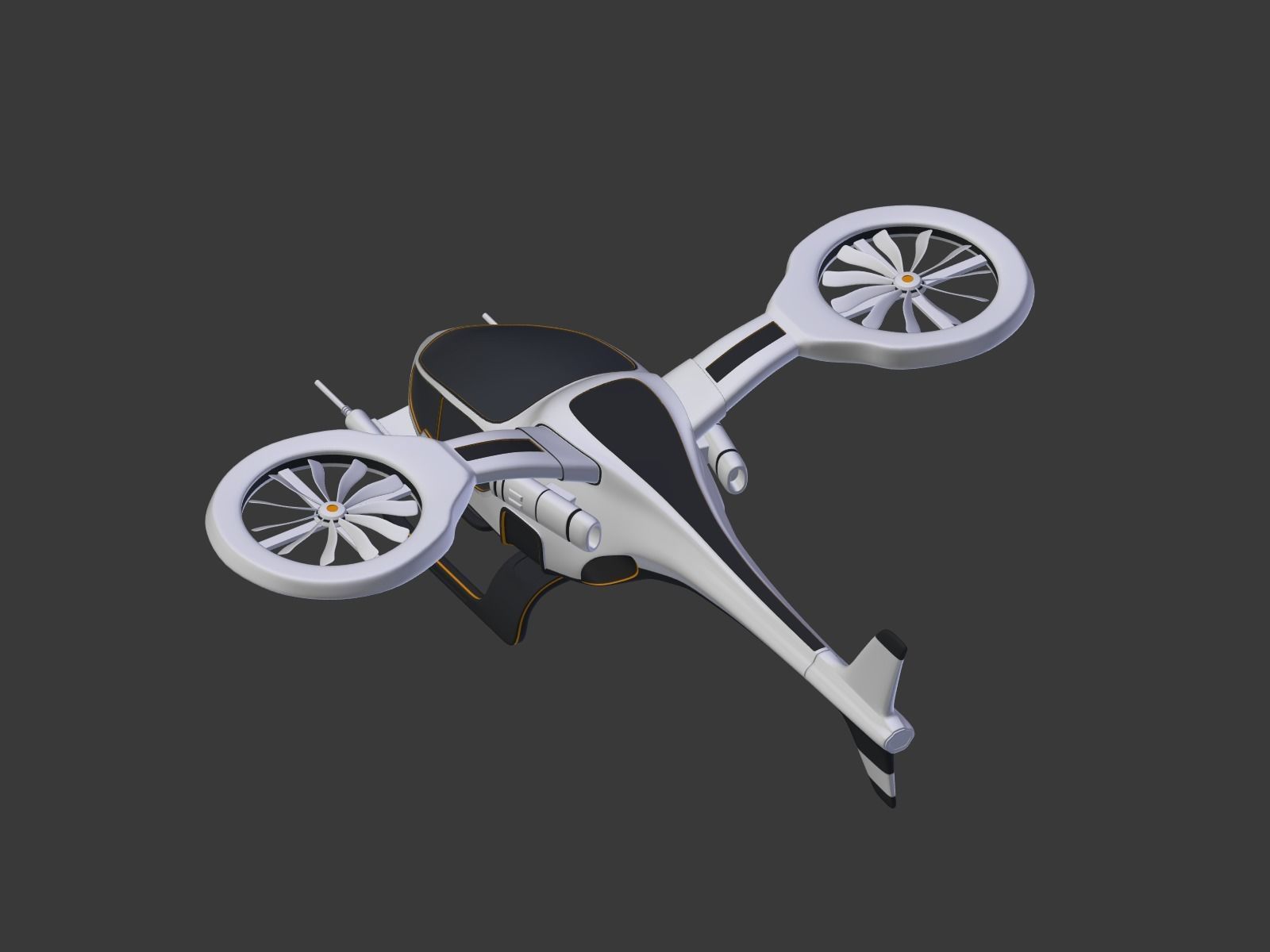 Futuristic Fantasy Helicopter Low-poly 3D model_22