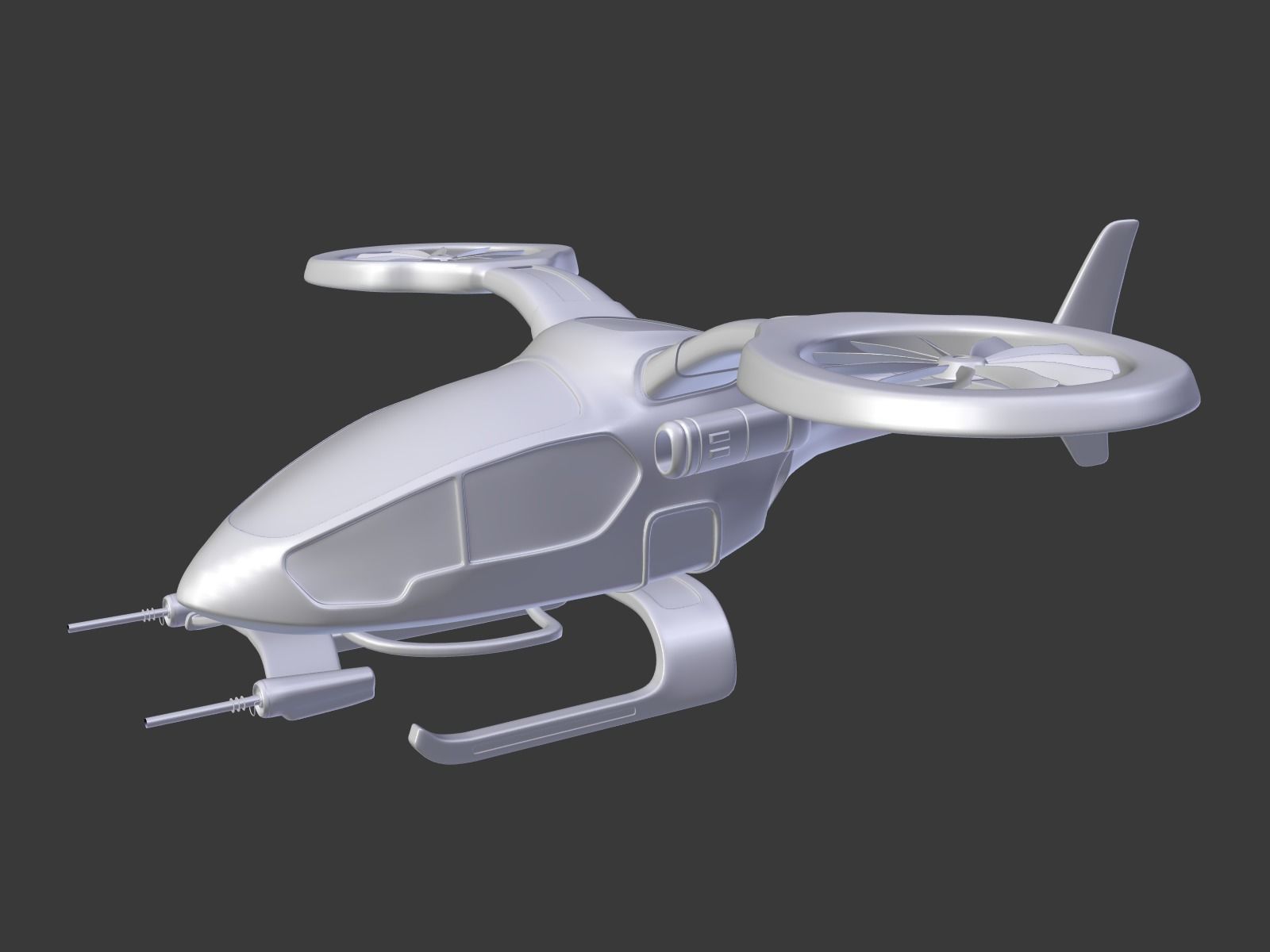 Futuristic Fantasy Helicopter Low-poly 3D model_4