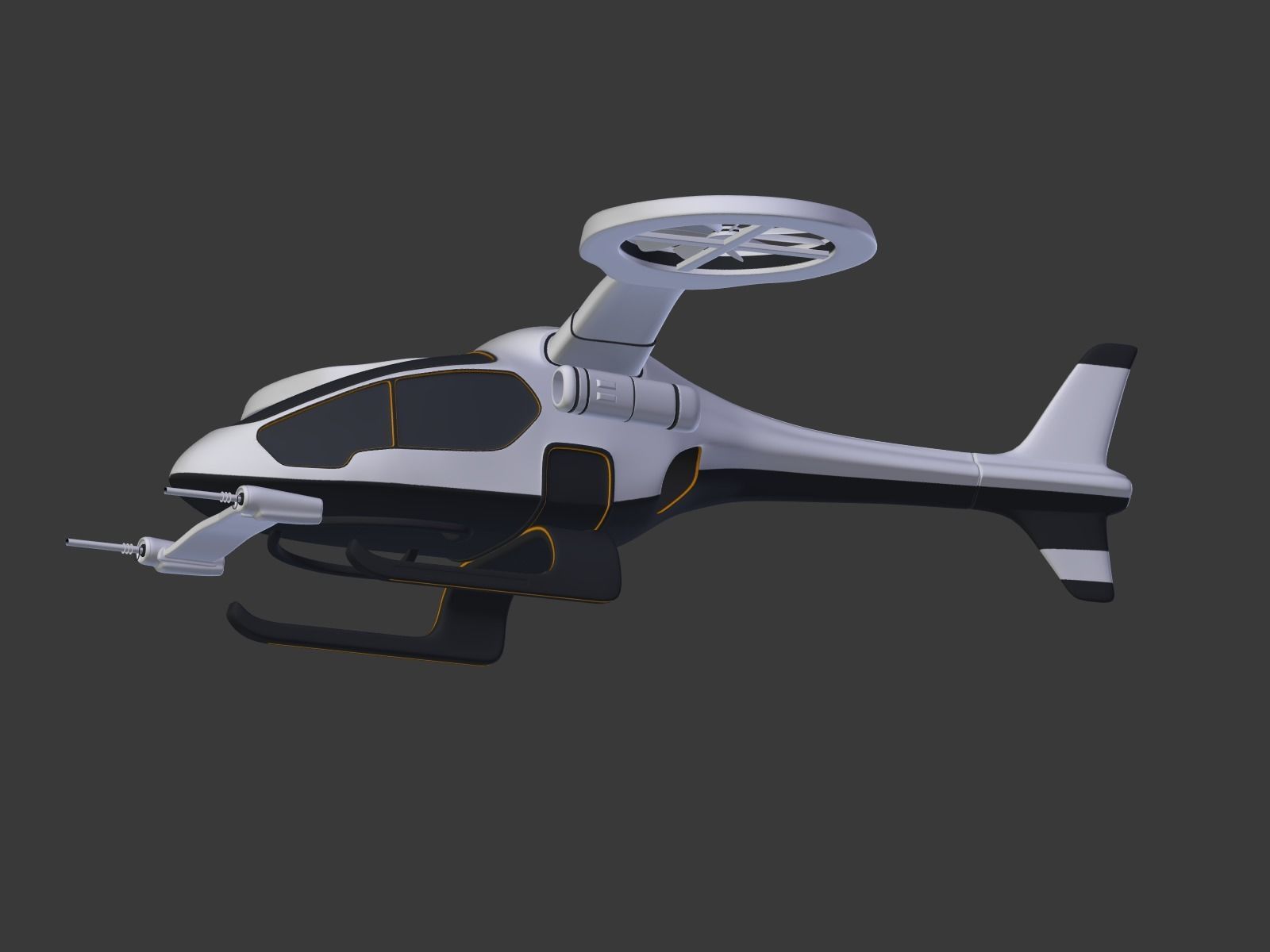 Futuristic Fantasy Helicopter Low-poly 3D model_12