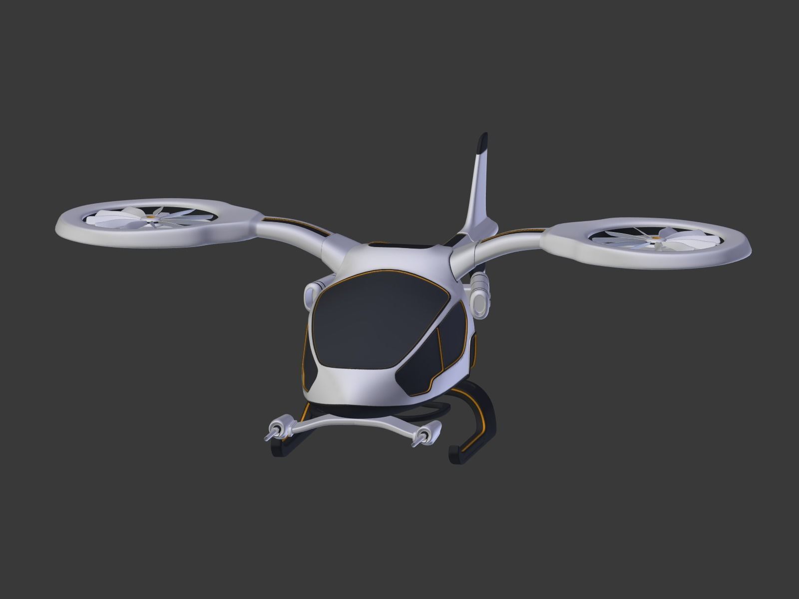 Futuristic Fantasy Helicopter Low-poly 3D model_8