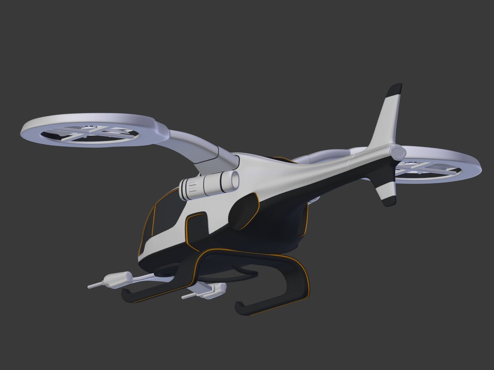 Futuristic Fantasy Helicopter Low-poly 3D model_24