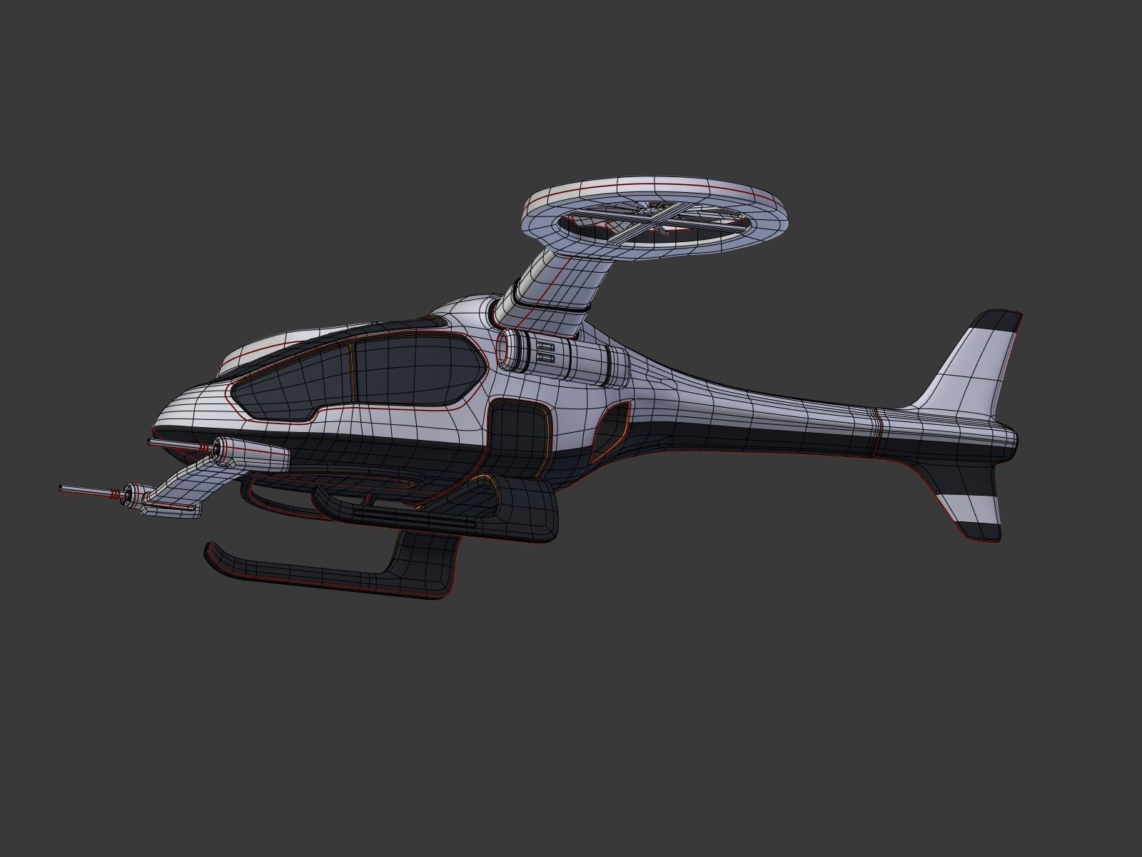 Futuristic Fantasy Helicopter Low-poly 3D model_13
