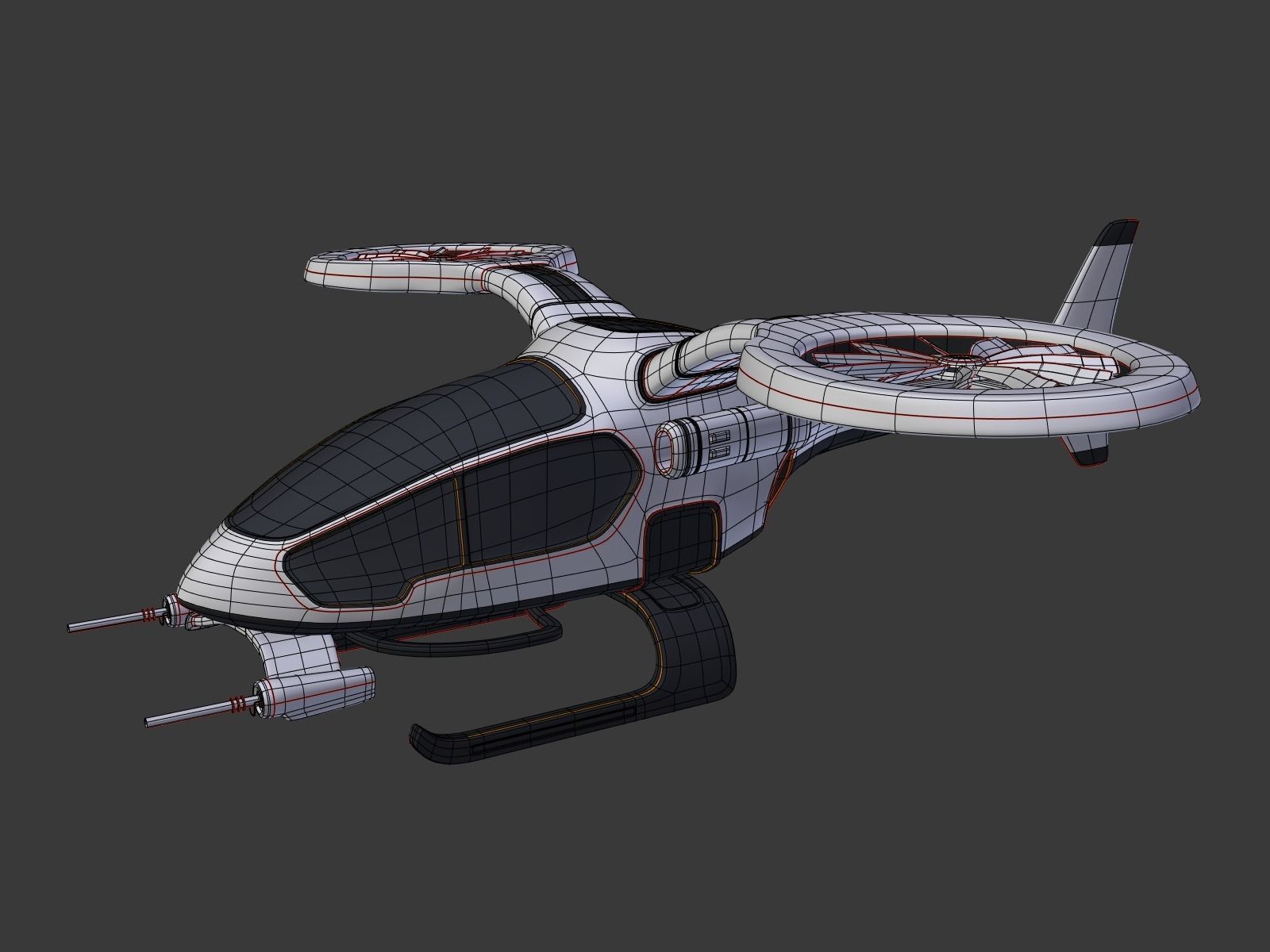 Futuristic Fantasy Helicopter Low-poly 3D model_3