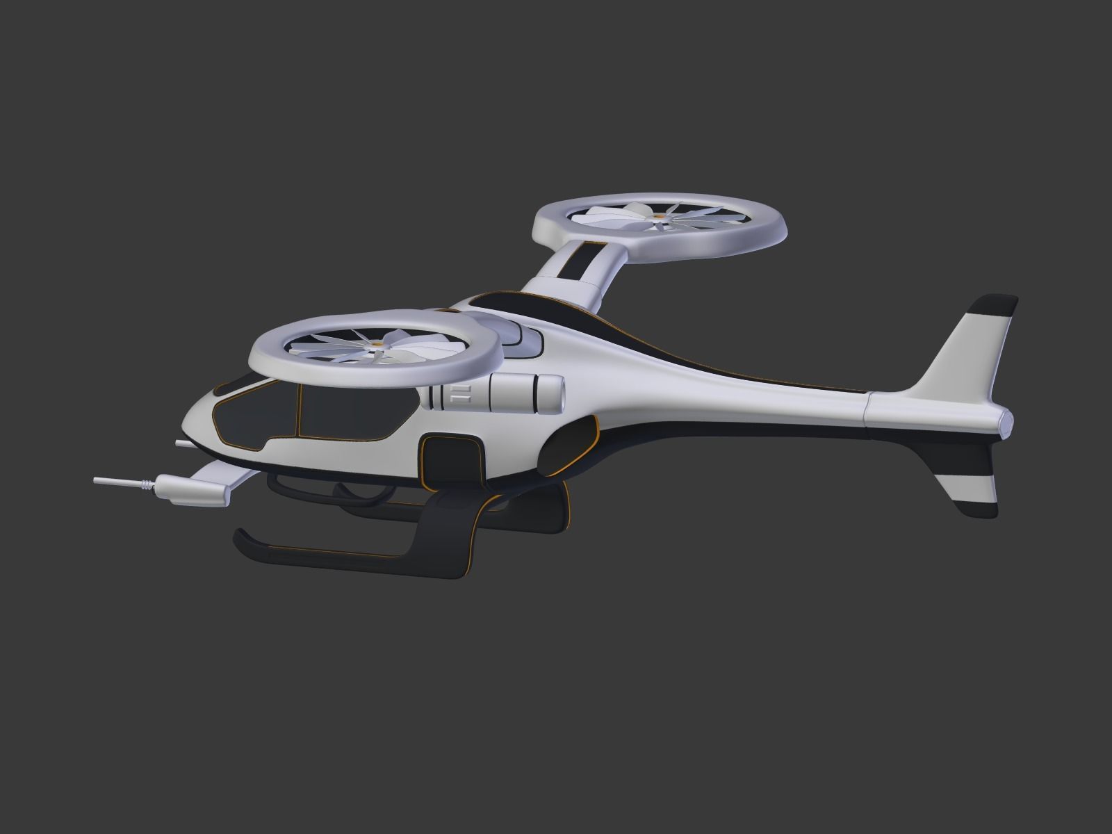 Futuristic Fantasy Helicopter Low-poly 3D model_28