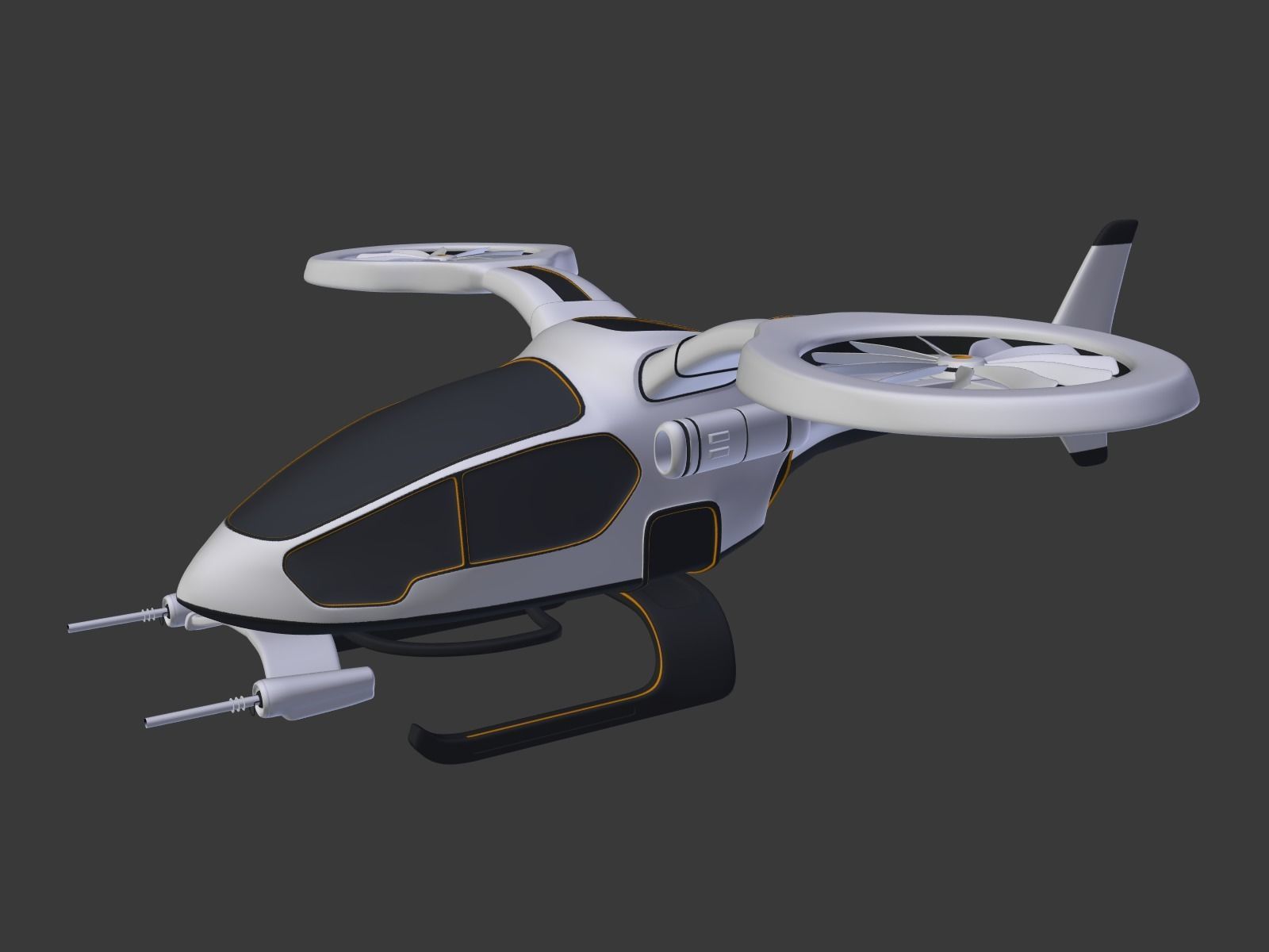 Futuristic Fantasy Helicopter Low-poly 3D model_2