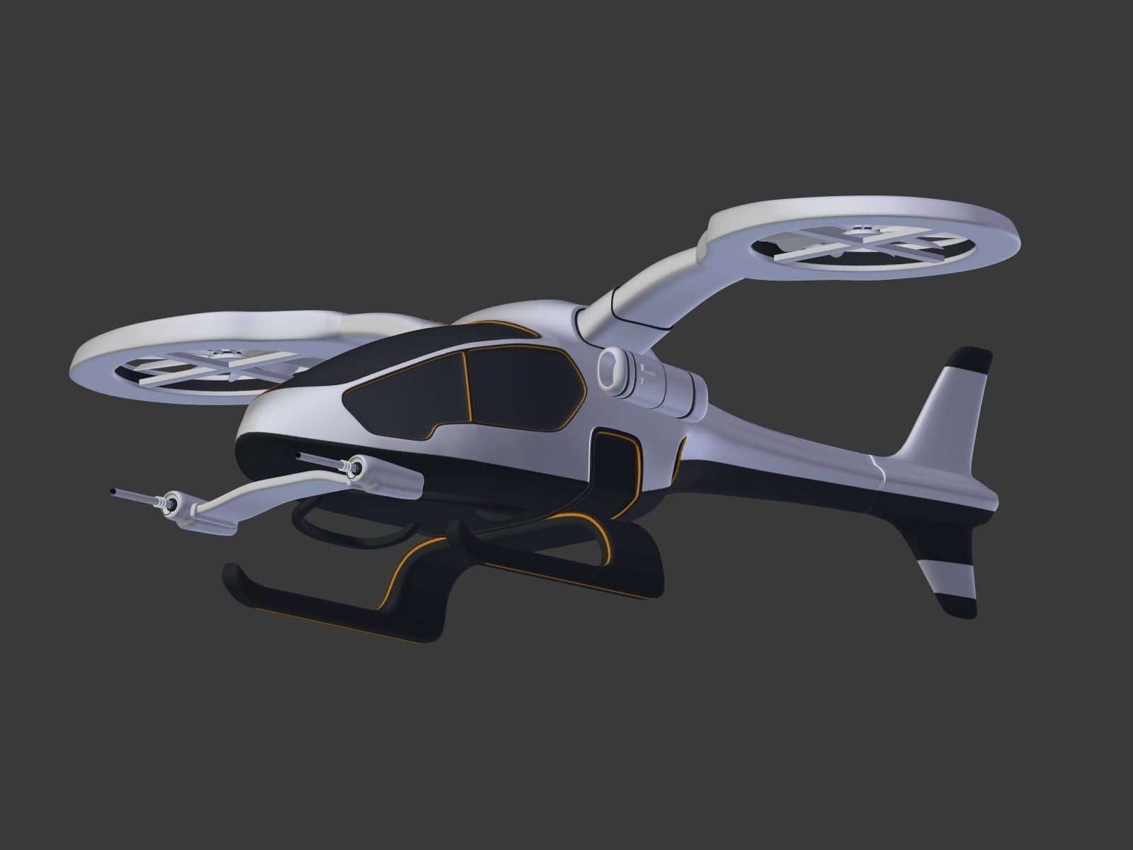 Futuristic Fantasy Helicopter Low-poly 3D model_14