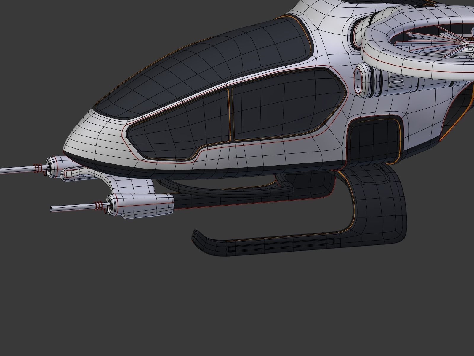 Futuristic Fantasy Helicopter Low-poly 3D model_33