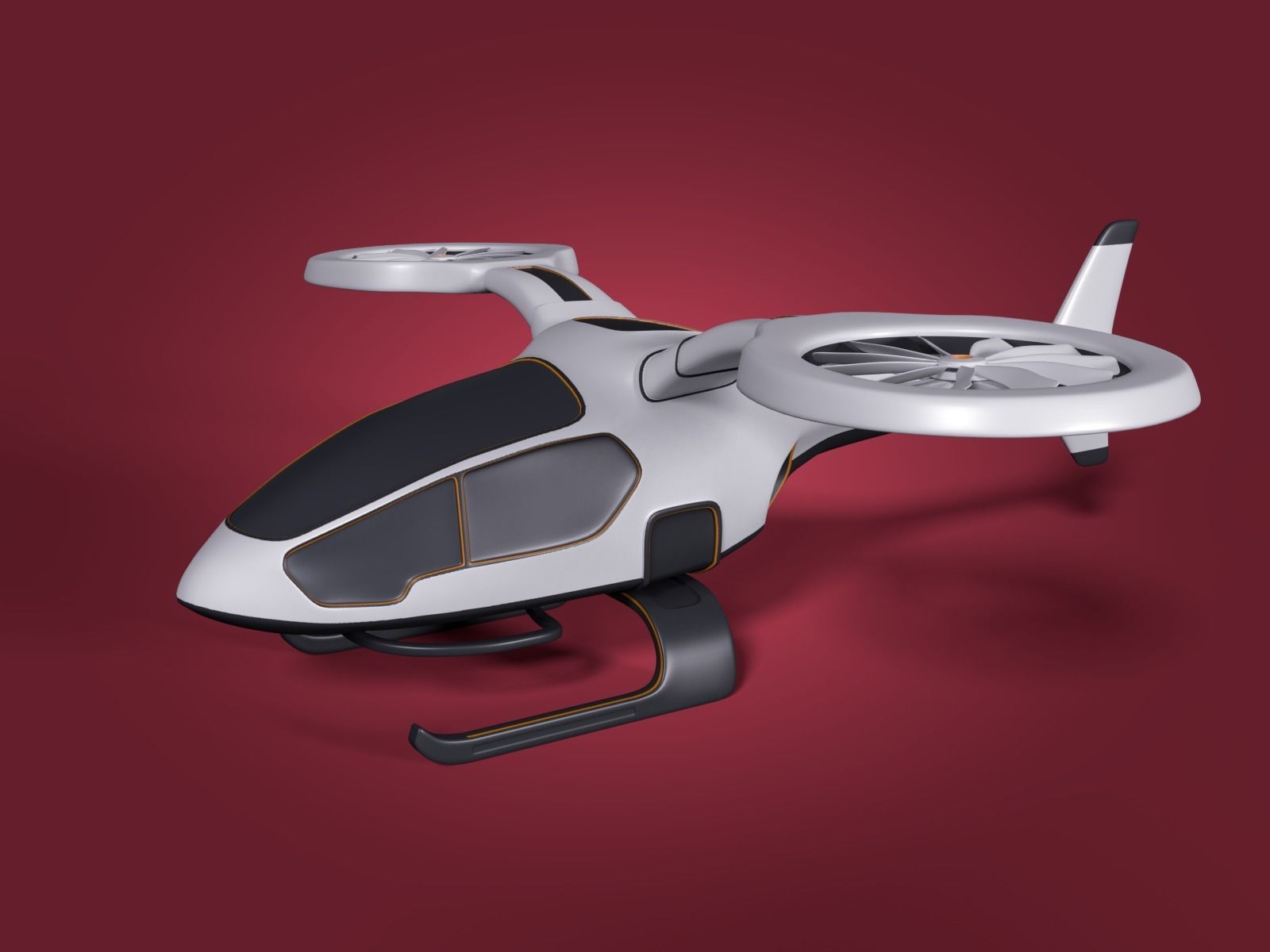 Futuristic Fantasy Helicopter Low-poly 3D model_1