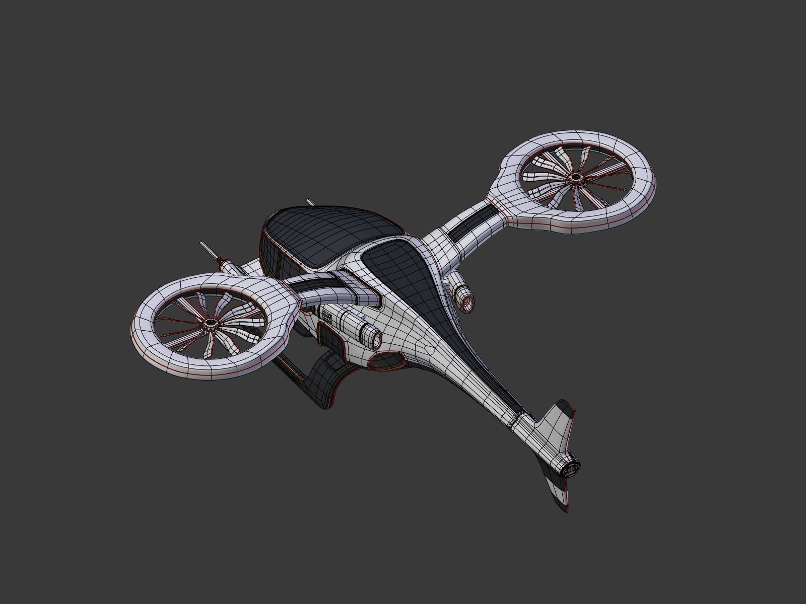 Futuristic Fantasy Helicopter Low-poly 3D model_23