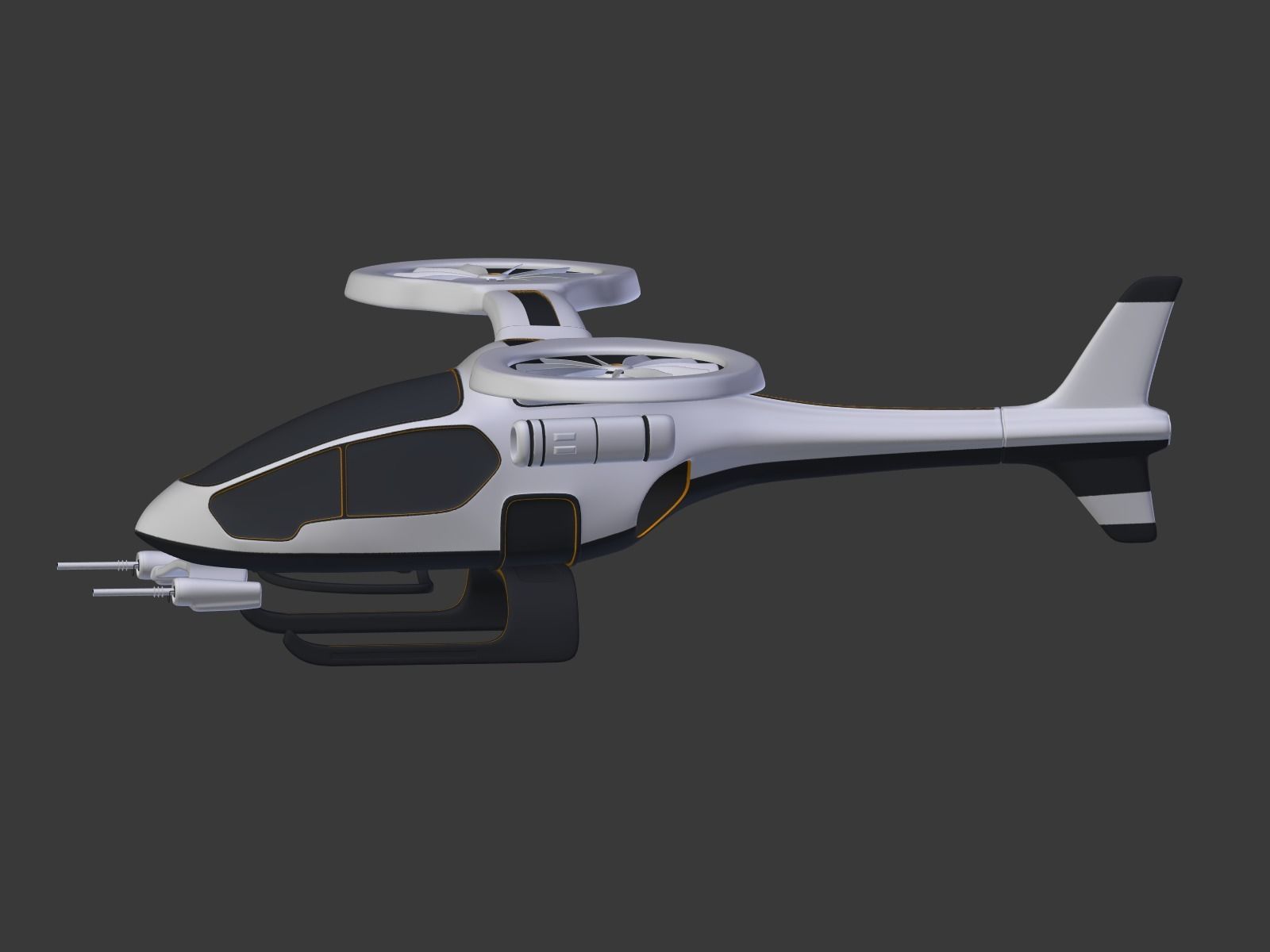 Futuristic Fantasy Helicopter Low-poly 3D model_10