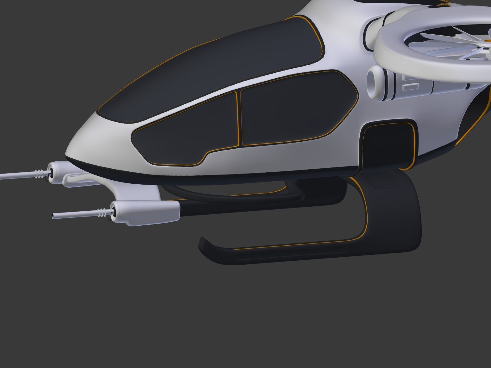 Futuristic Fantasy Helicopter Low-poly 3D model_32
