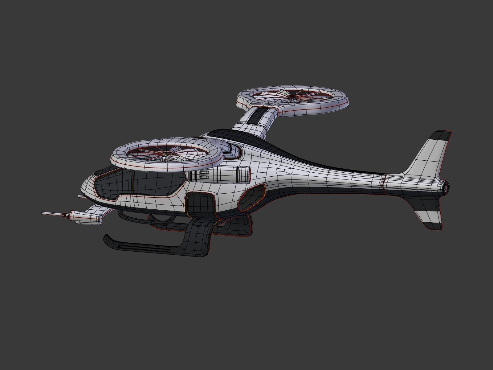 Futuristic Fantasy Helicopter Low-poly 3D model_29