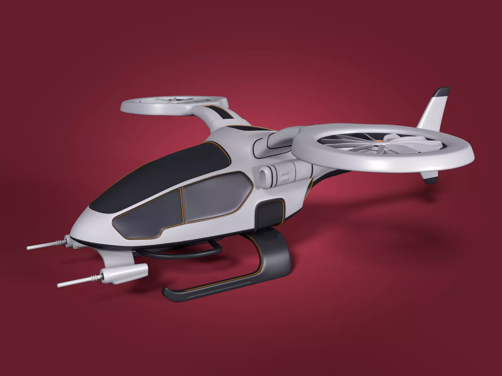 Futuristic Fantasy Helicopter Low-poly 3D model_0