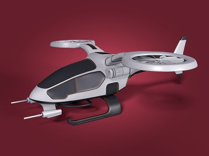 Futuristic Fantasy Helicopter Low-poly 3D model