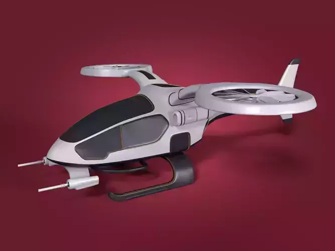 Futuristic Fantasy Helicopter Low-poly 3D model