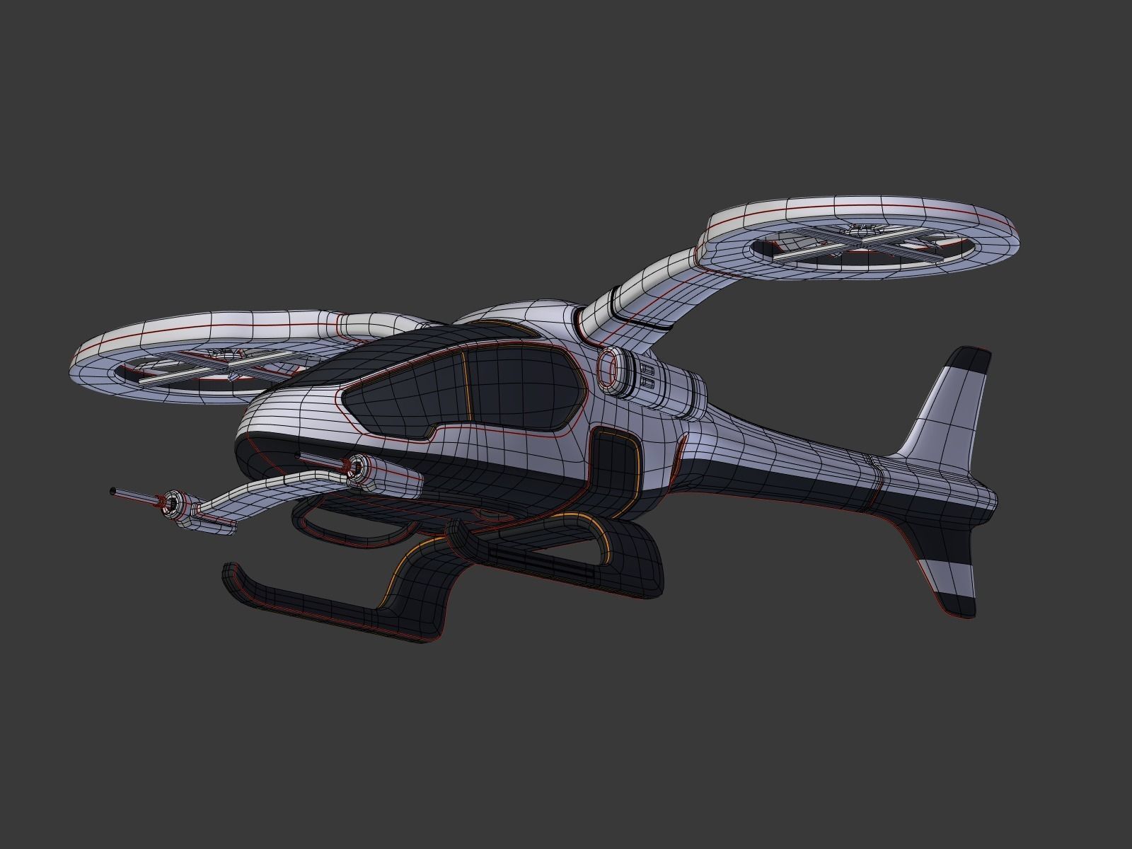 Futuristic Fantasy Helicopter Low-poly 3D model_17