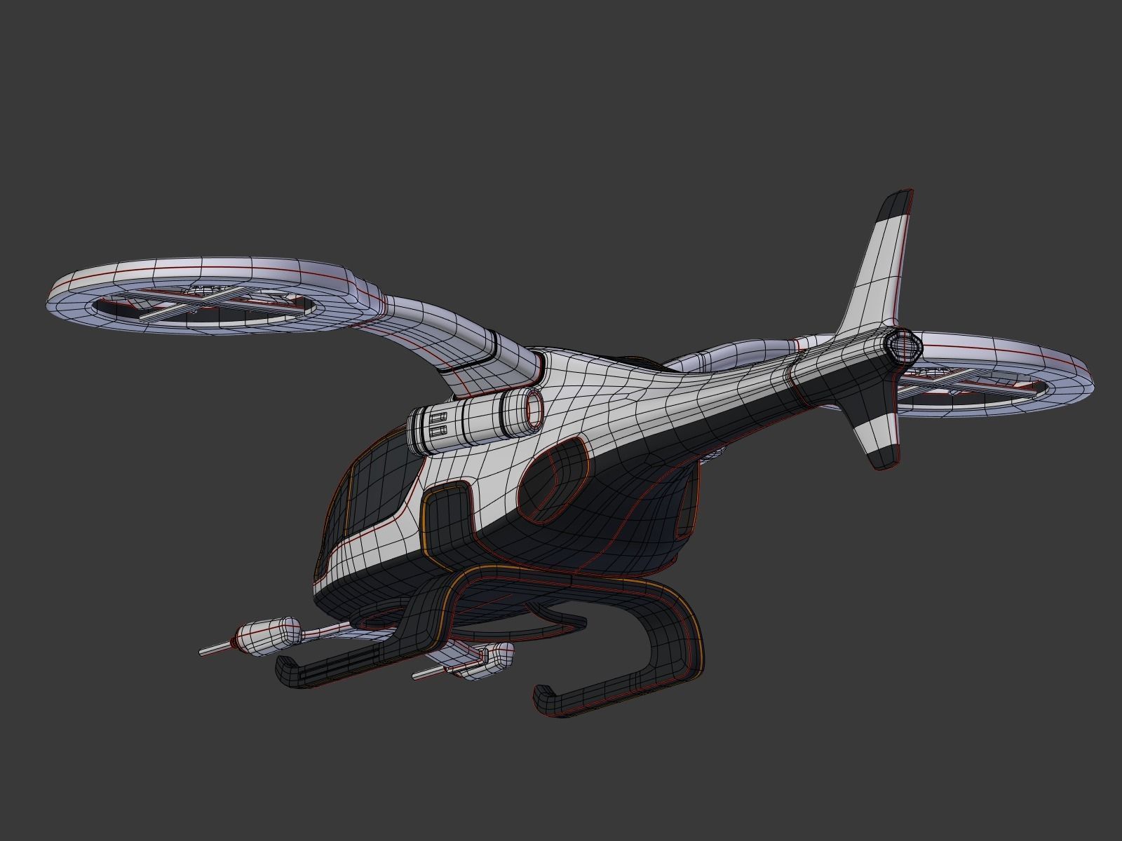 Futuristic Fantasy Helicopter Low-poly 3D model_25