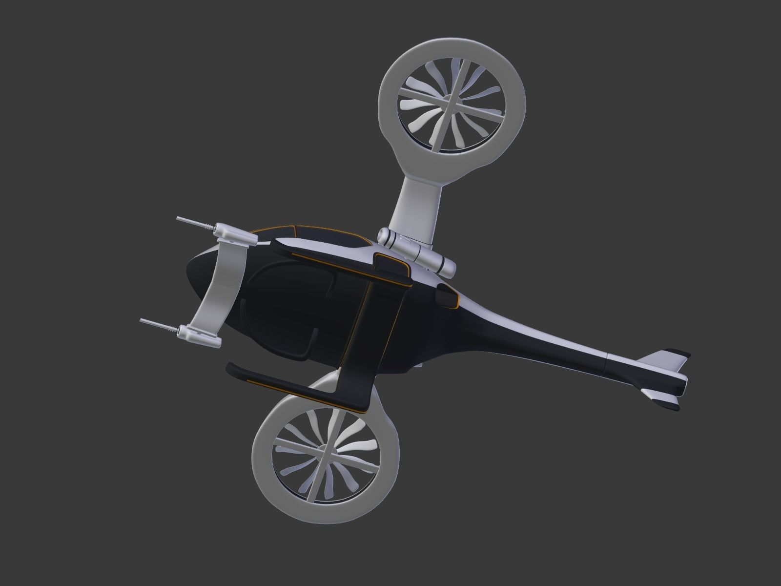 Futuristic Fantasy Helicopter Low-poly 3D model_26