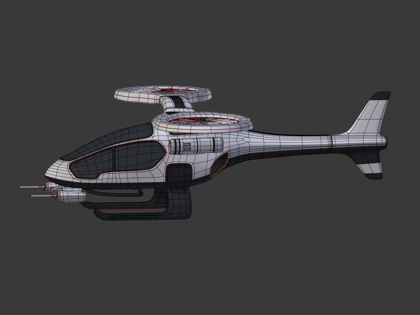 Futuristic Fantasy Helicopter Low-poly 3D model_11