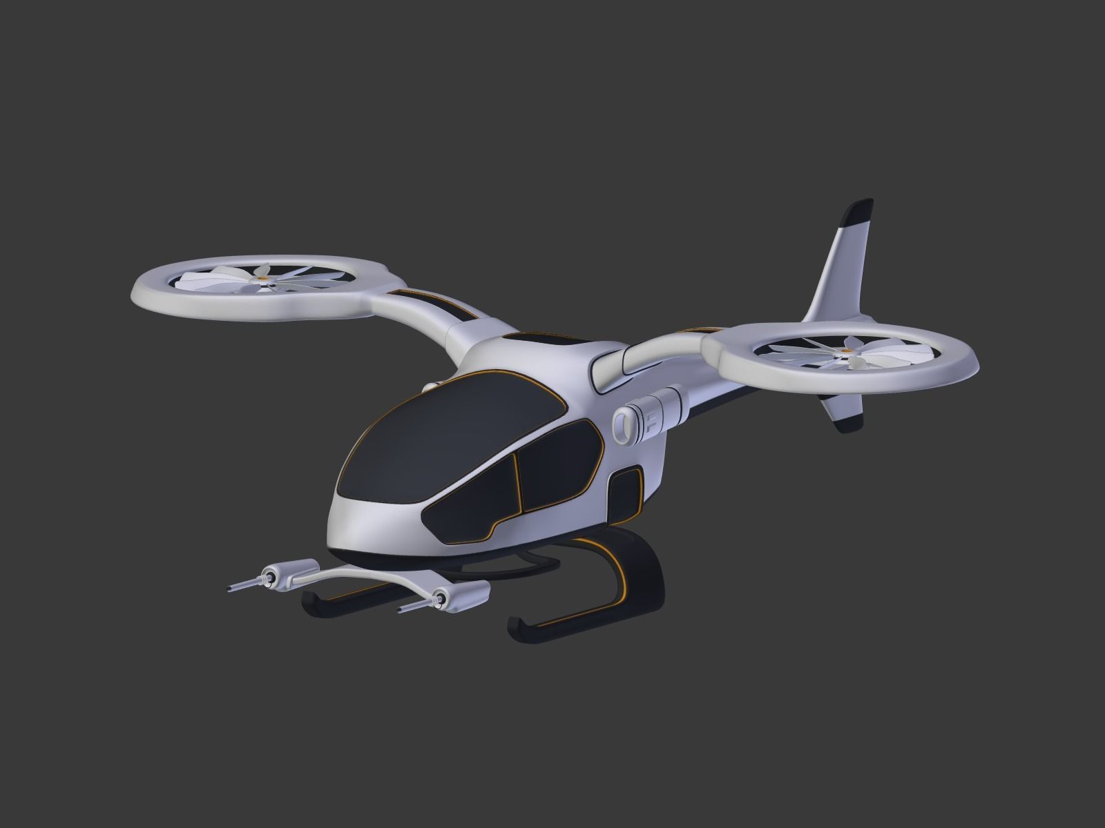 Futuristic Fantasy Helicopter Low-poly 3D model_6