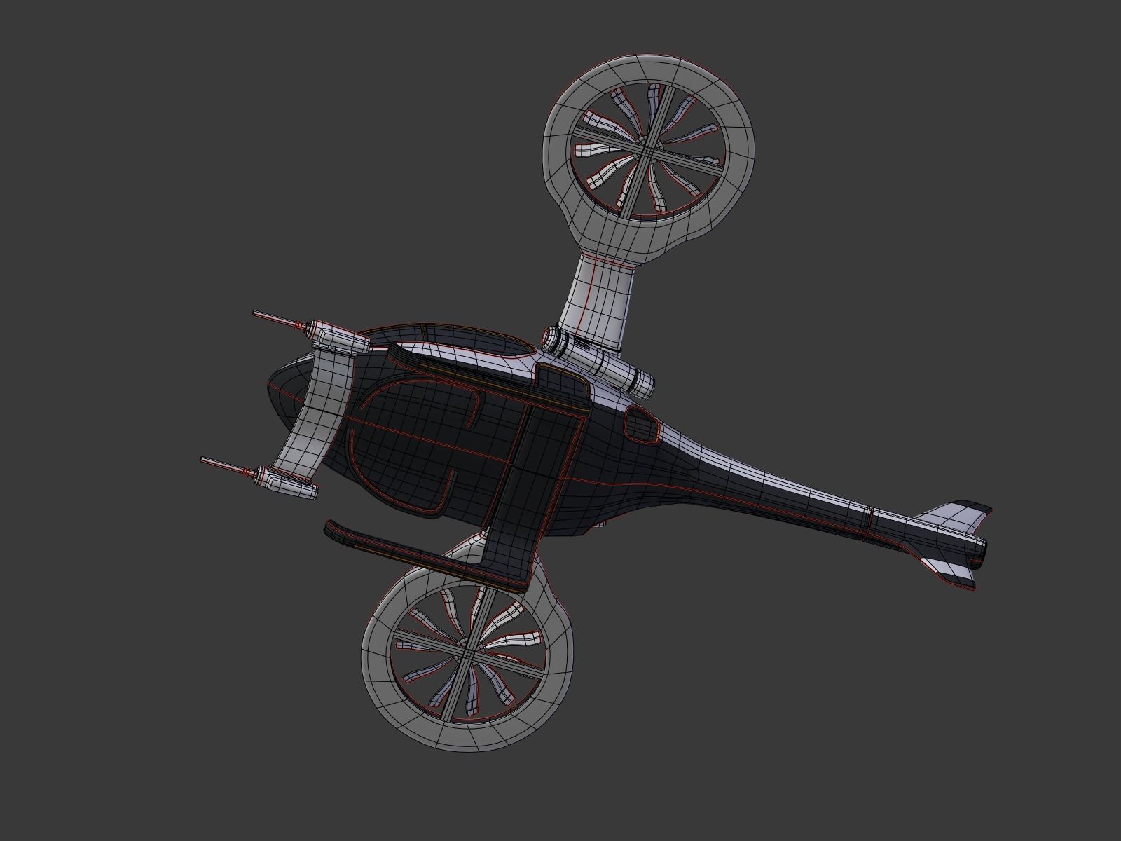 Futuristic Fantasy Helicopter Low-poly 3D model_27