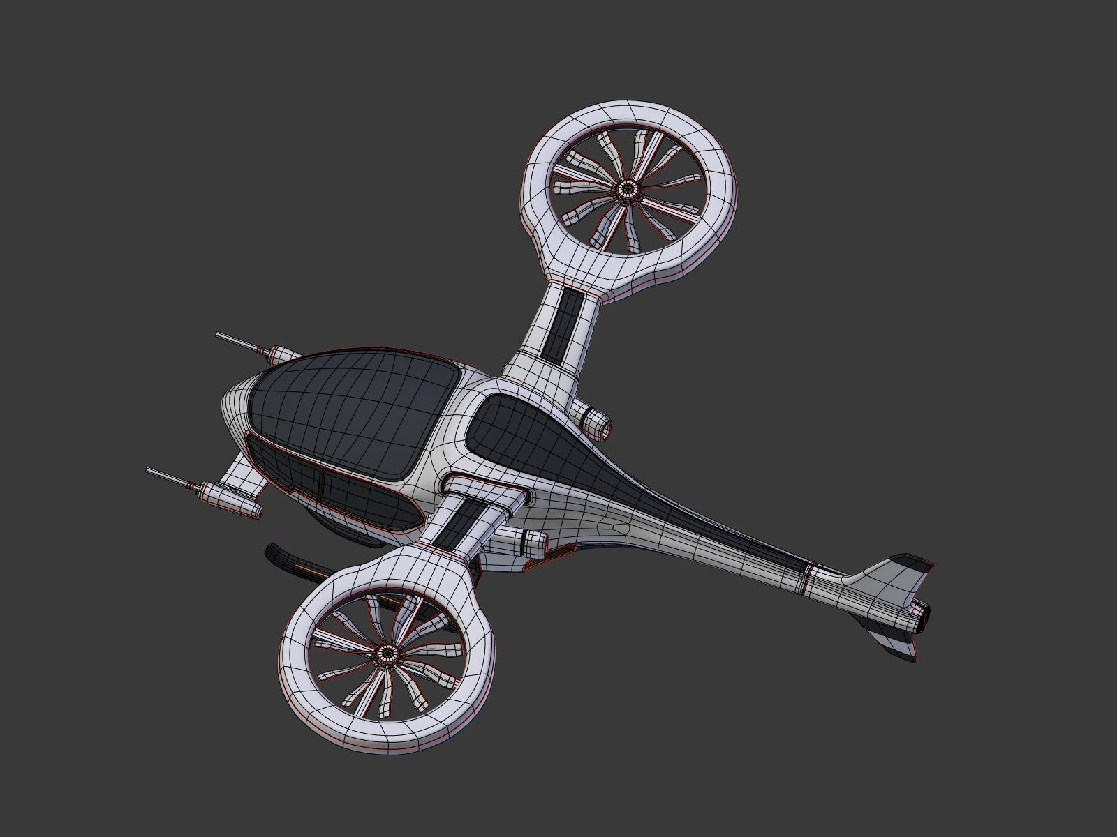 Futuristic Fantasy Helicopter Low-poly 3D model_18