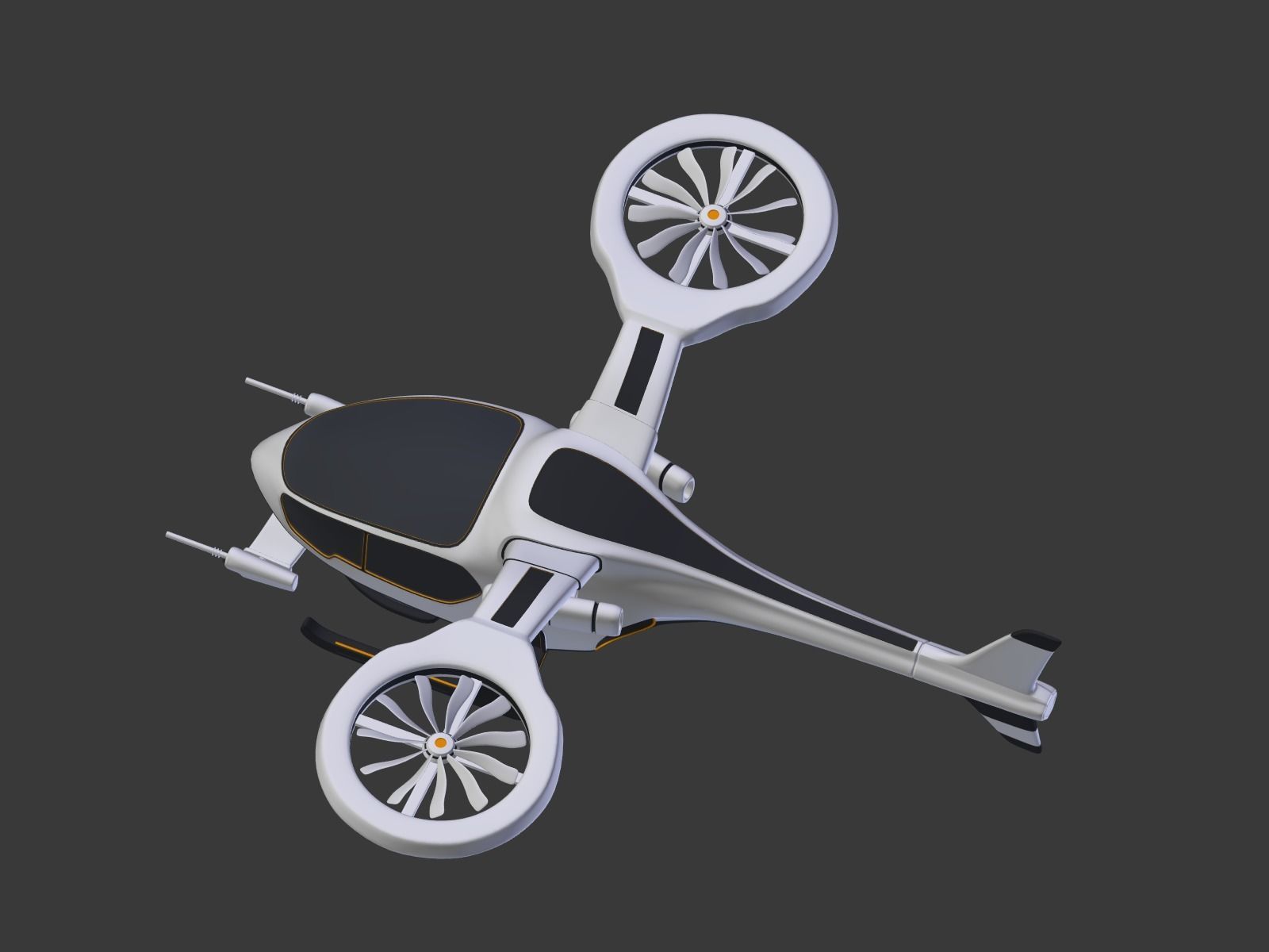 Futuristic Fantasy Helicopter Low-poly 3D model_16