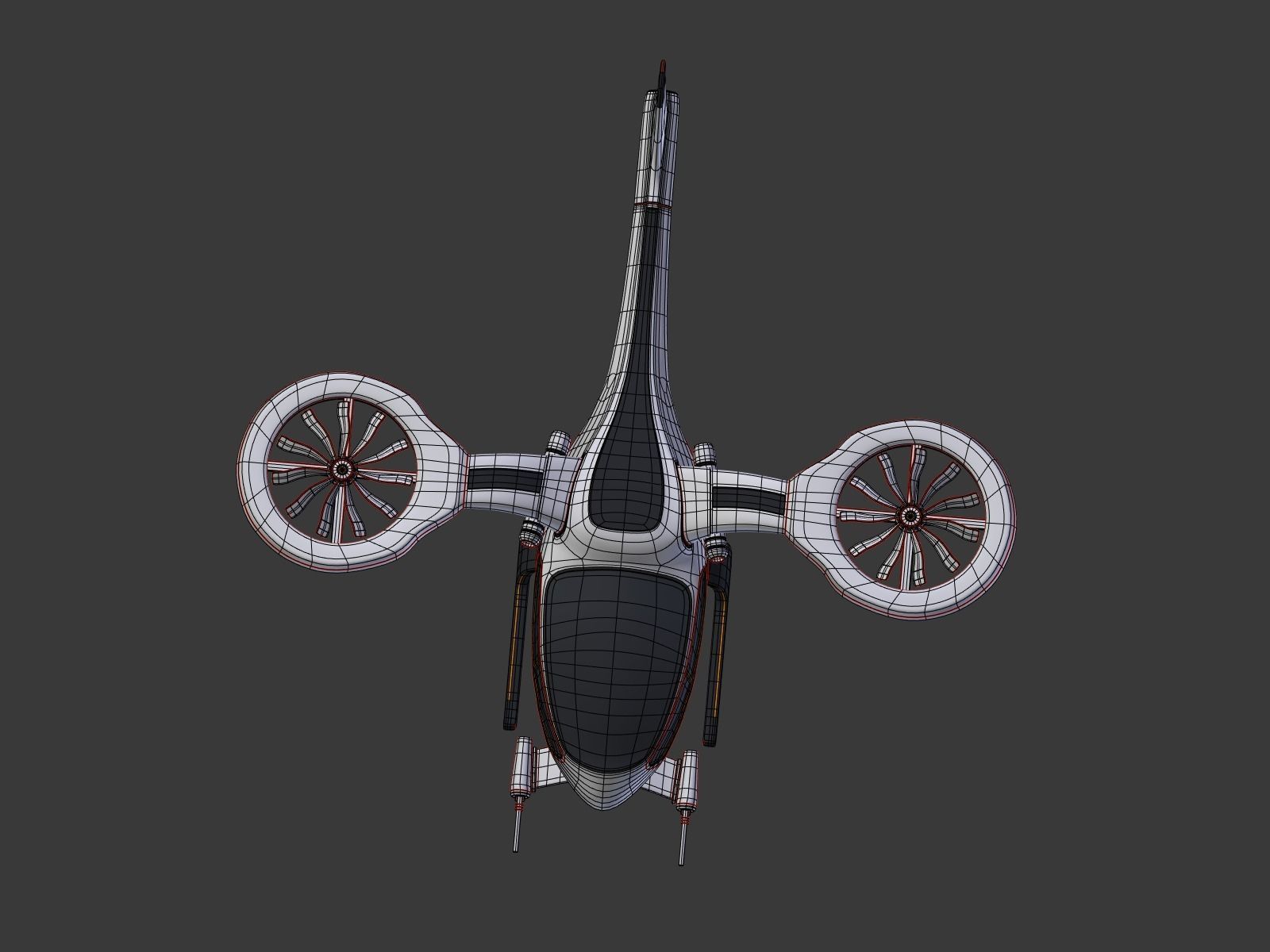 Futuristic Fantasy Helicopter Low-poly 3D model_21