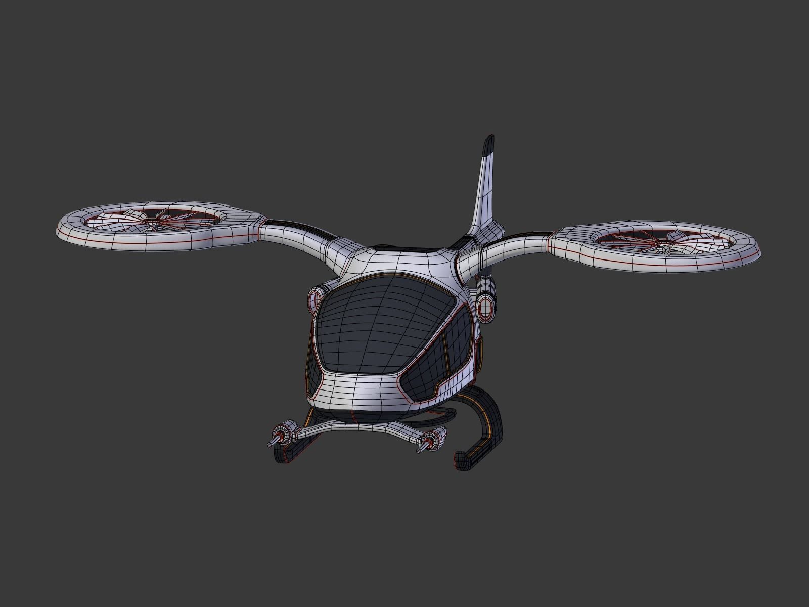 Futuristic Fantasy Helicopter Low-poly 3D model_9