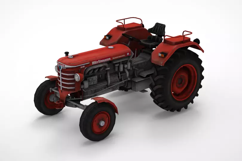 Low Poly Tractor Huerlimann D110 Low-poly 3D model