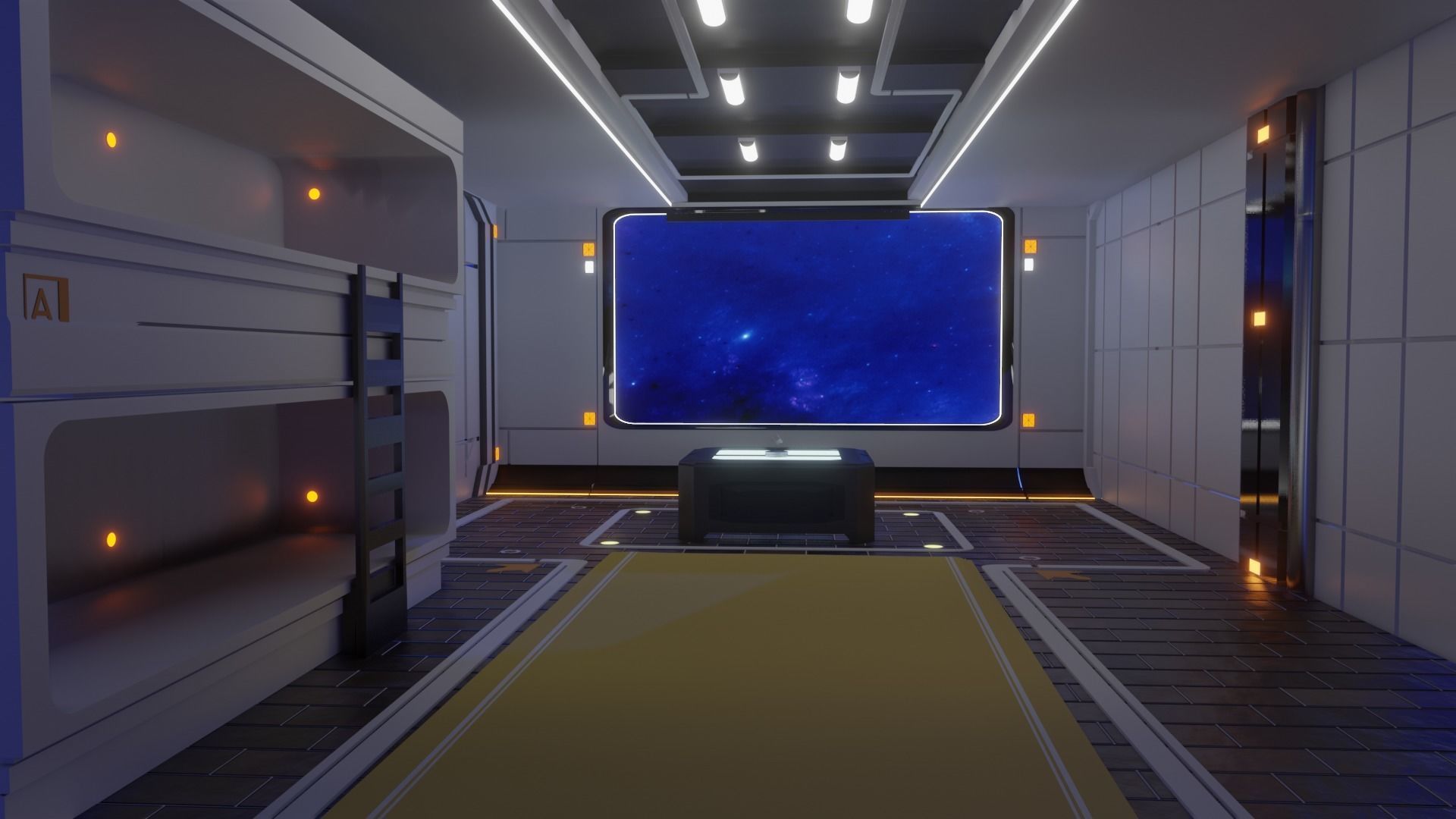 Sci-Fi BedRoom Low-poly 3D model_1