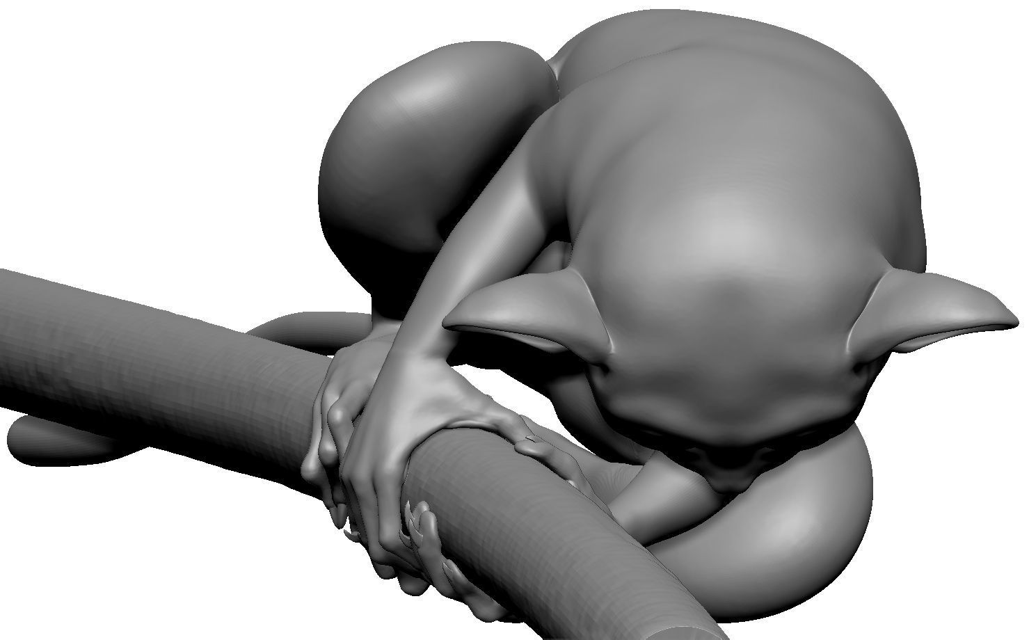 Tarsier gripping a branch 3D model_27