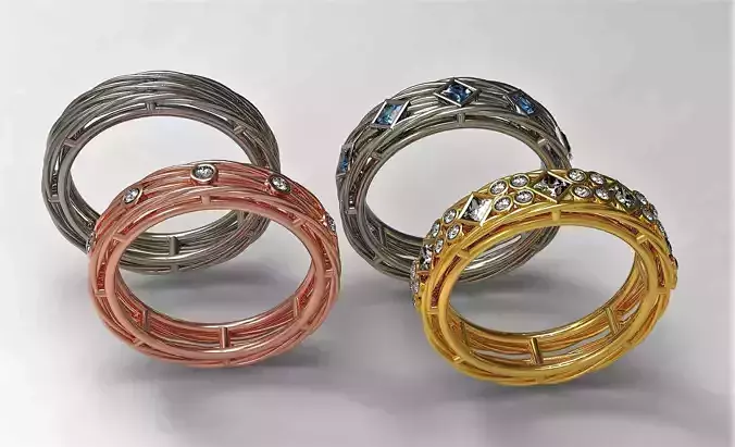 A set of four rope rings 3D print model