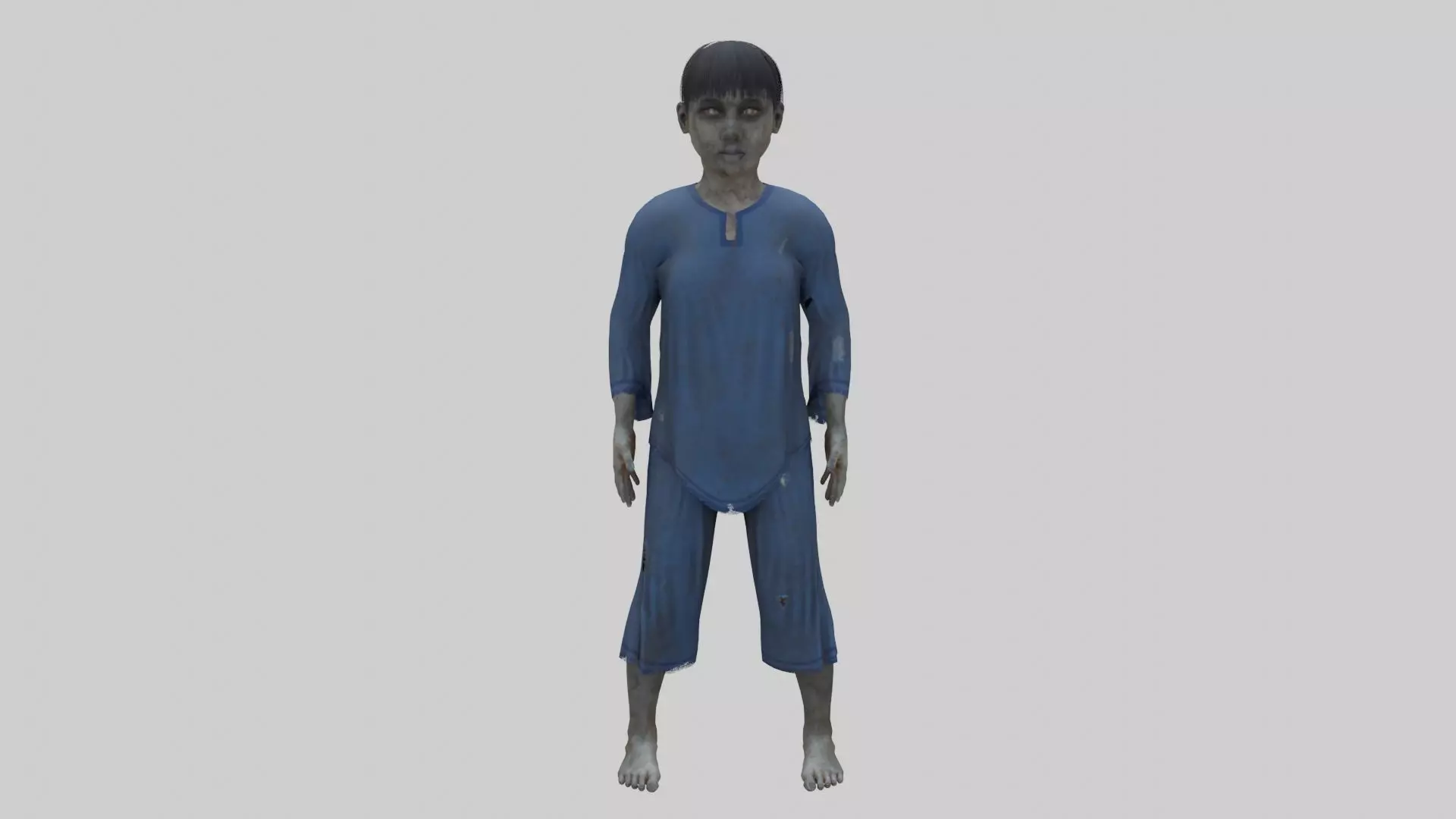 Japanese Style Ghost Boy With PBR Materials And Multiple Skins Low-poly 3D model_0
