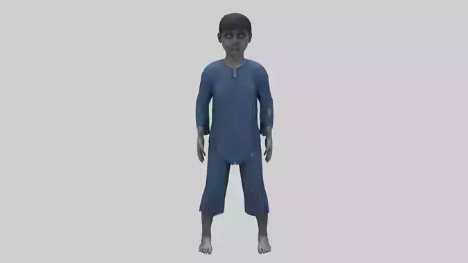 Japanese Style Ghost Boy With PBR Materials And Multiple Skins Low-poly 3D model