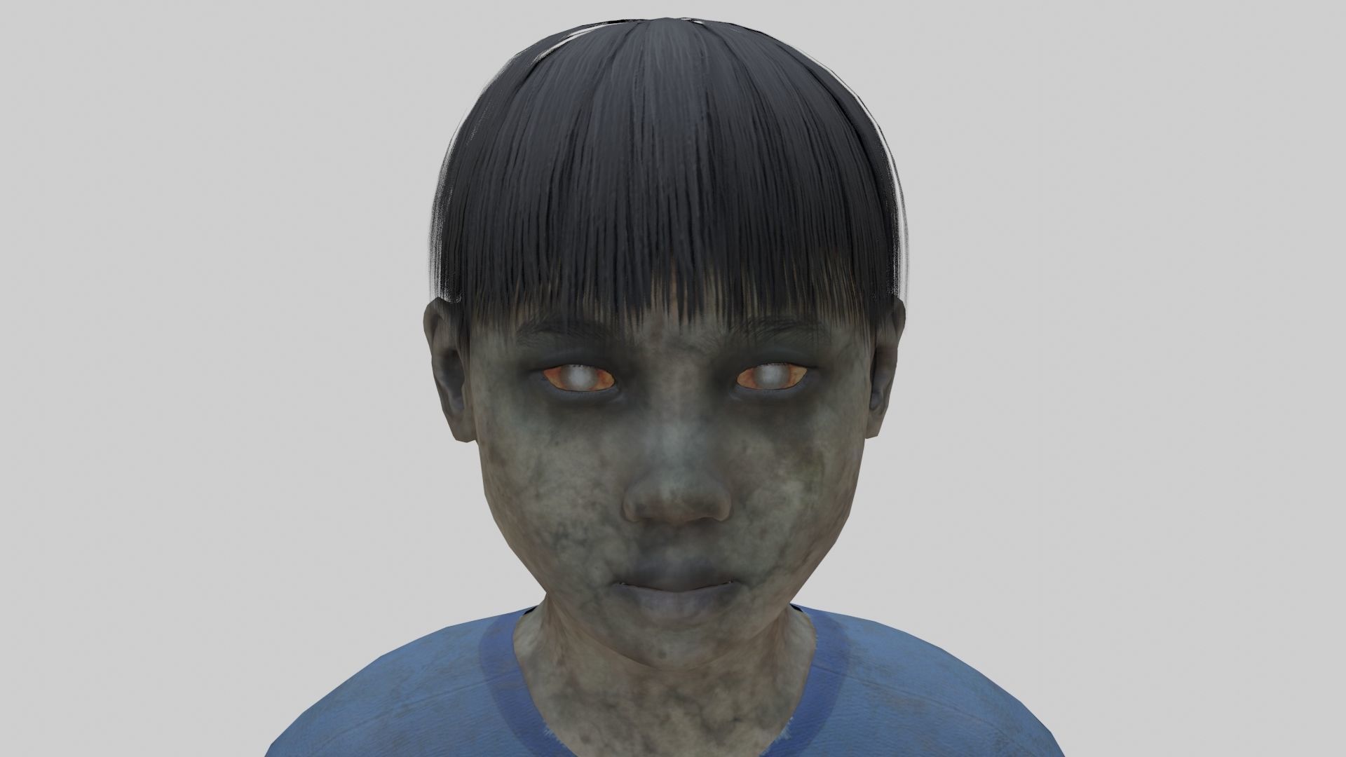 Japanese Style Ghost Boy With PBR Materials And Multiple Skins Low-poly 3D model_11