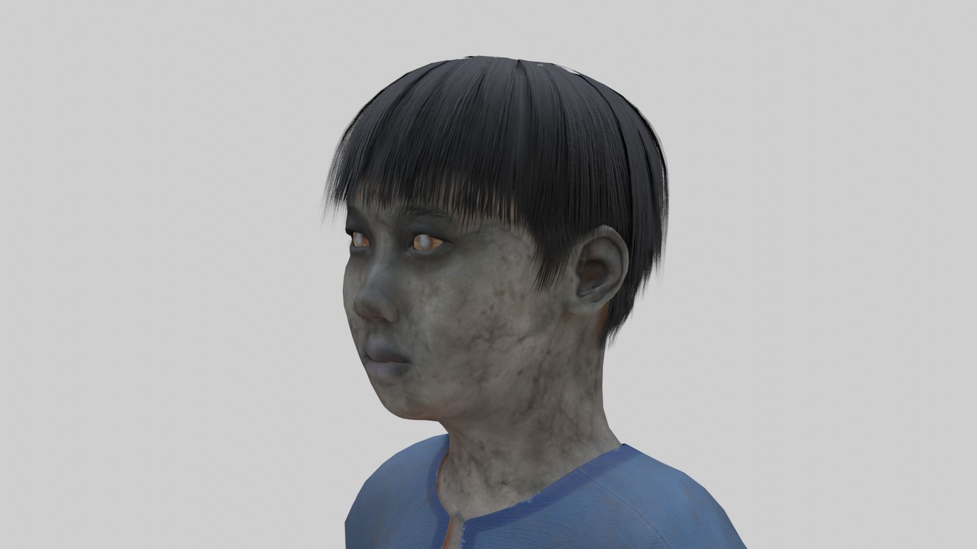 Japanese Style Ghost Boy With PBR Materials And Multiple Skins Low-poly 3D model_4
