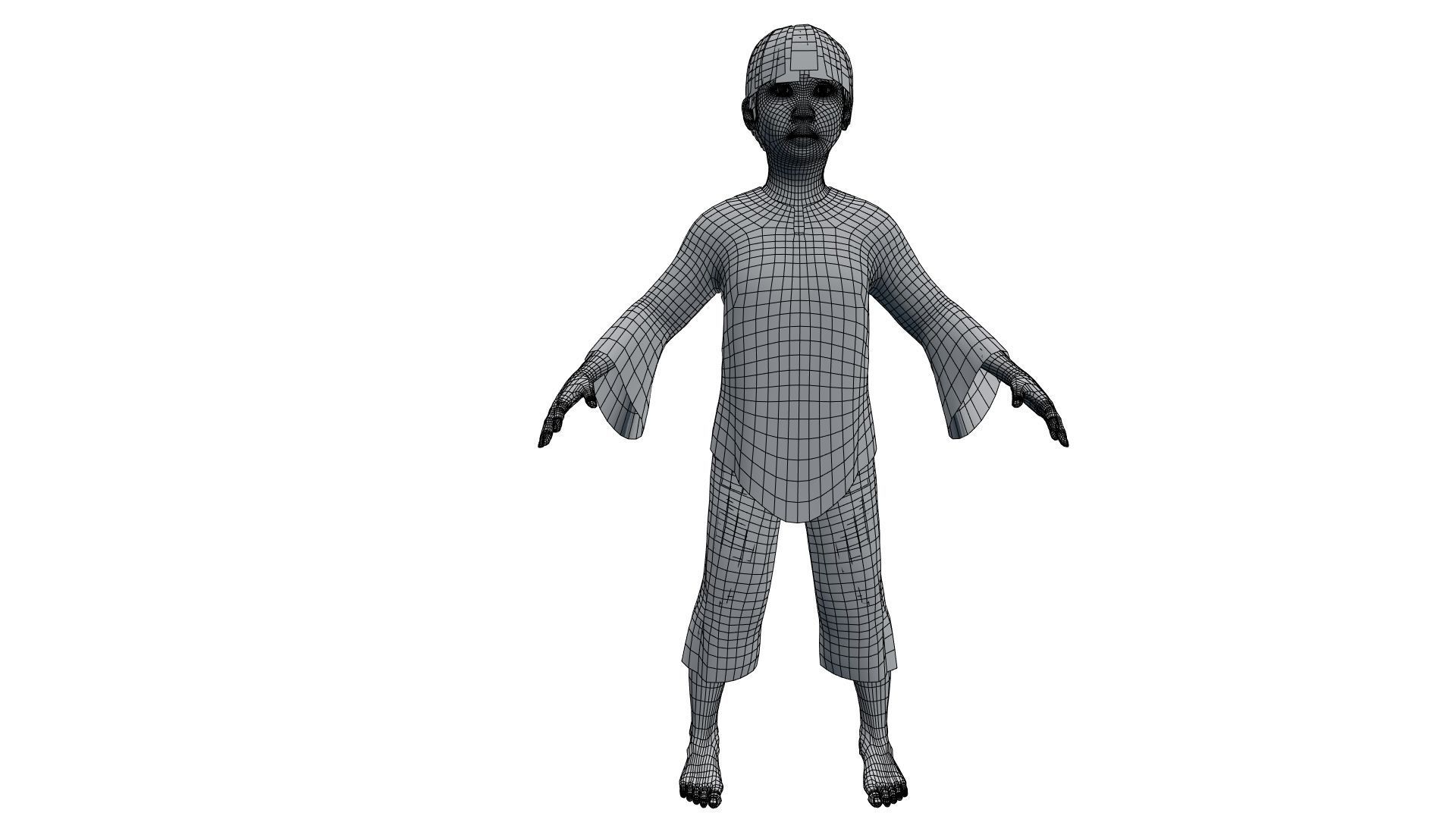 Japanese Style Ghost Boy With PBR Materials And Multiple Skins Low-poly 3D model_26