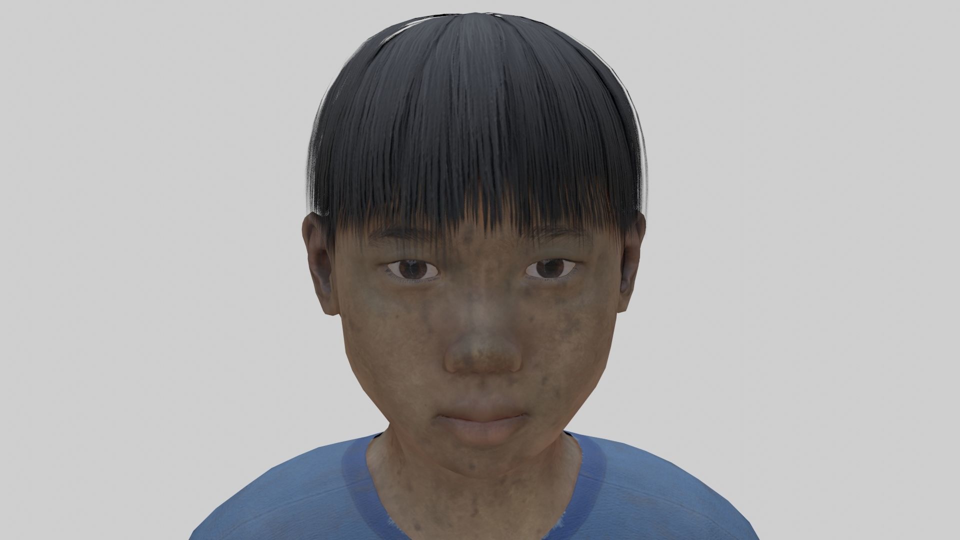 Japanese Style Ghost Boy With PBR Materials And Multiple Skins Low-poly 3D model_9
