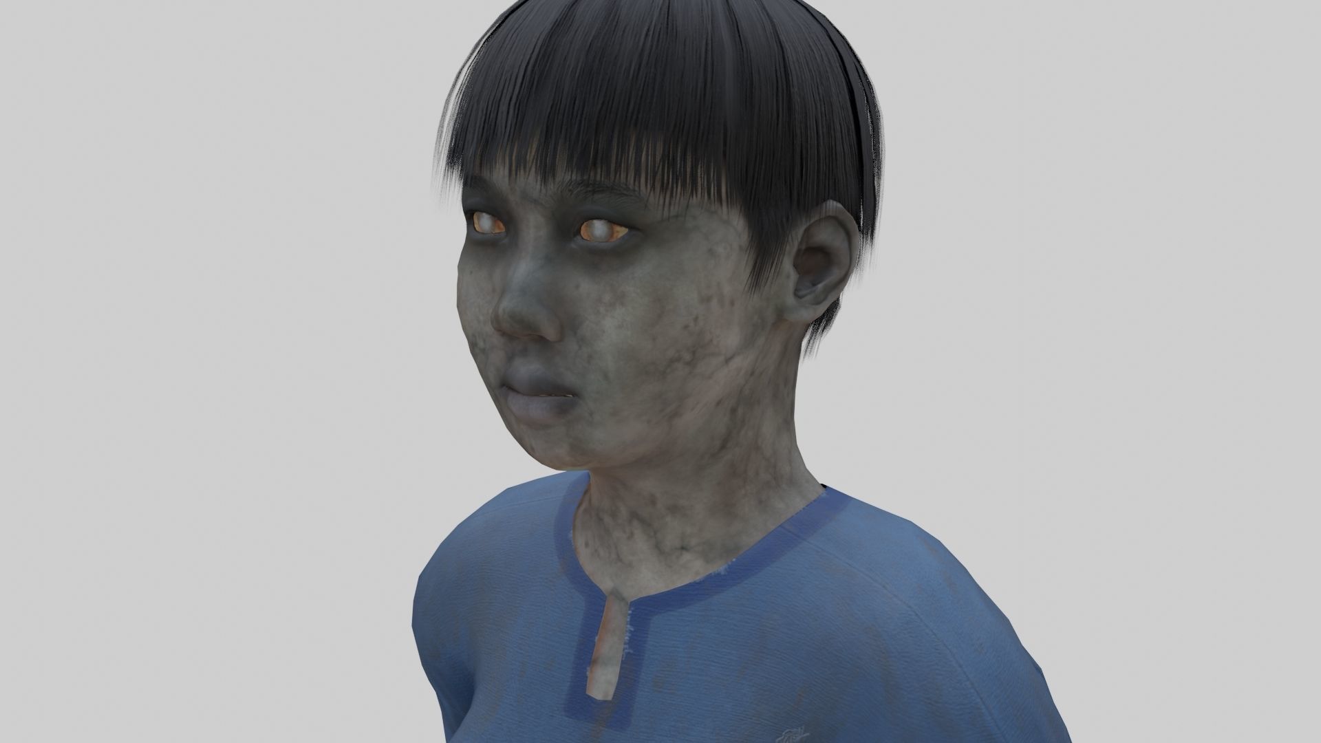 Japanese Style Ghost Boy With PBR Materials And Multiple Skins Low-poly 3D model_3