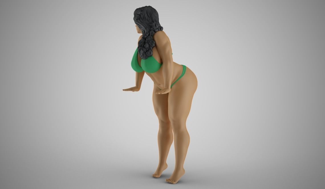 Woman at Pool 3D print model_9
