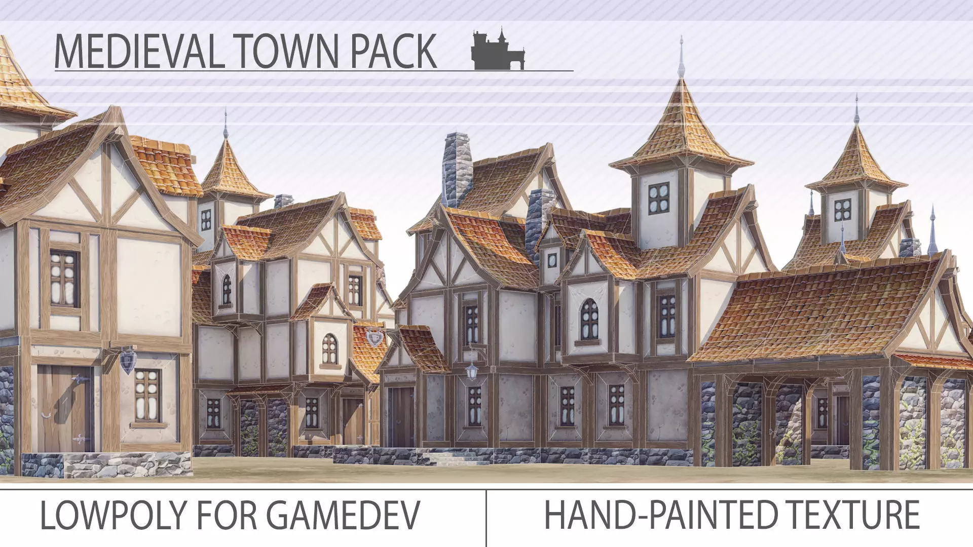 Low-poly medieval houses Low-poly 3D model