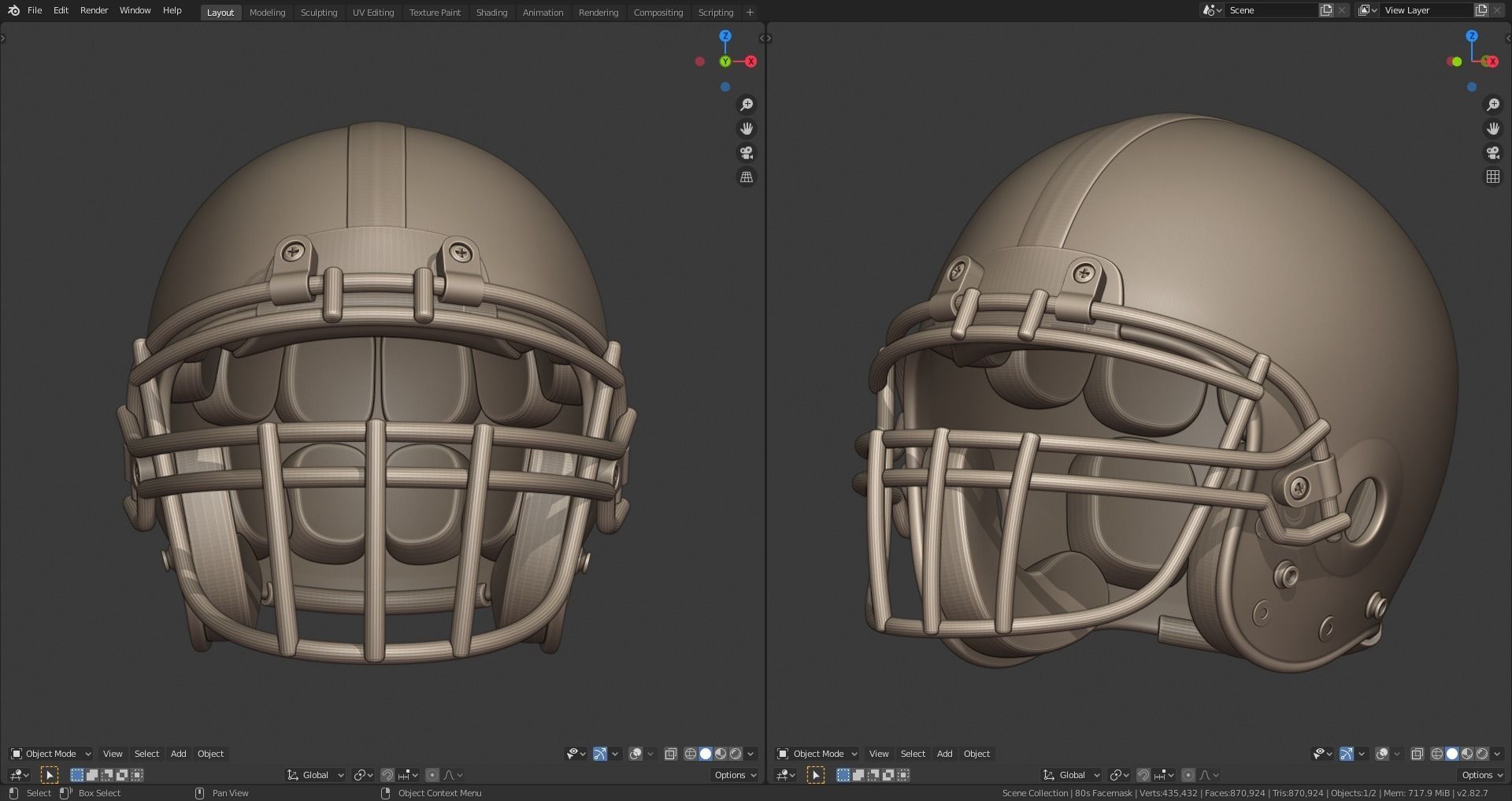 Classic 80s-2010s Football Helmet 3D print model_2